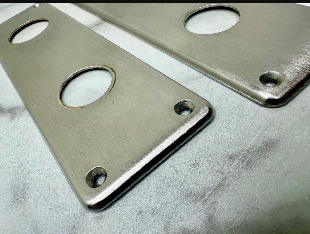Set of 2 Modern Nickel Over Brass Door Plates – Polished – 2.25"W x 7.5"H - Thumbnail 4