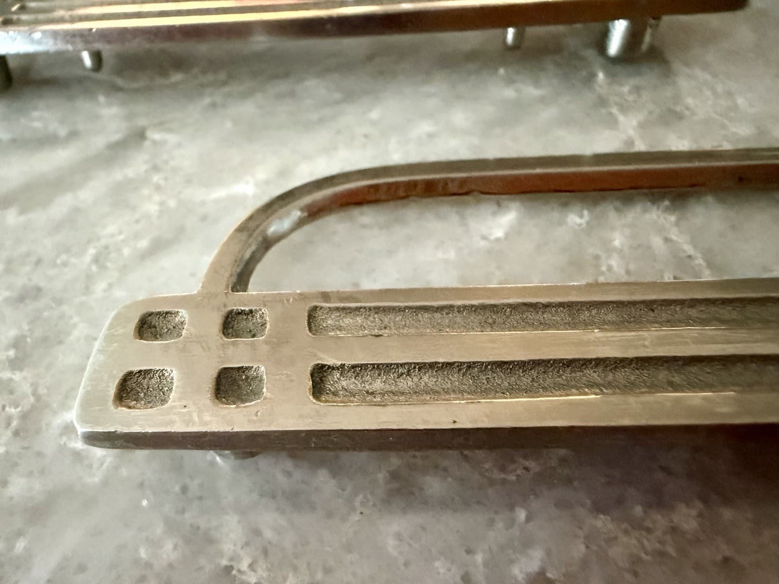 Set of 3 Vintage Art Deco Brass Cabinet Drawer Pulls 3.5” CTC CKC ©88 - Thumbnail 2