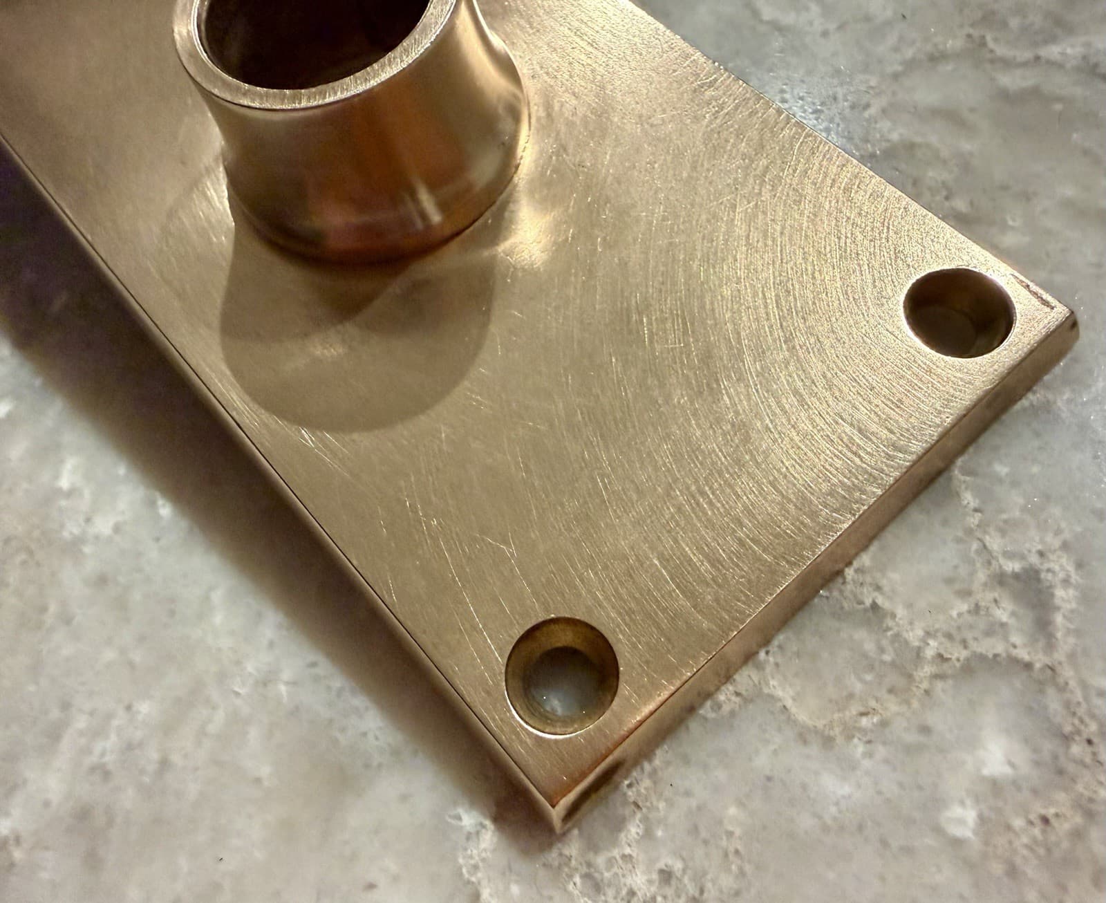 Vintage Yale Solid Brass Bathroom Thumb Turn Back Plate 6-3/4” x 2-1/8” - Thumbnail 5