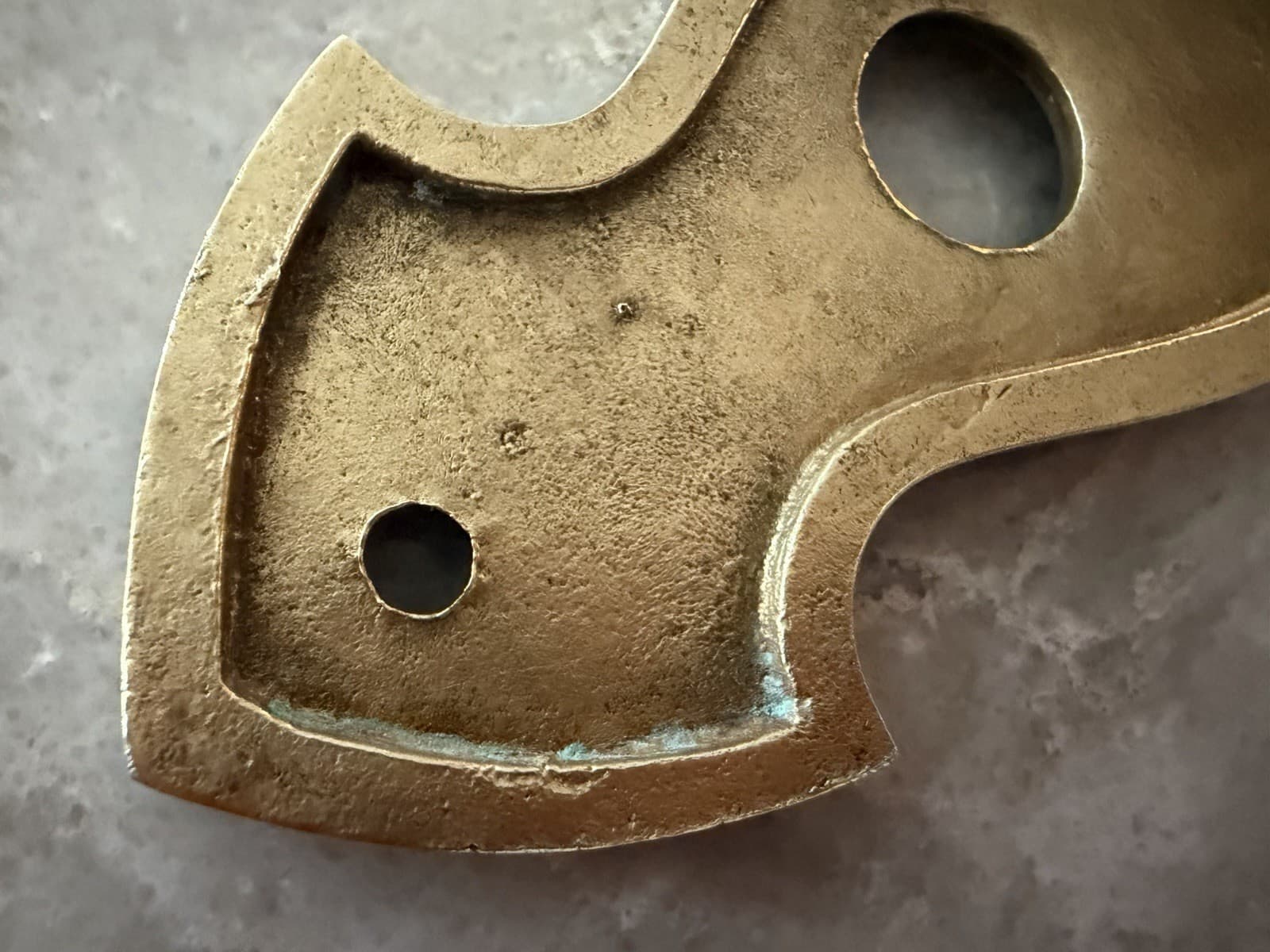 Vintage Solid Cast Brass Door Backplate Escutcheon 9” Hammered 4” CTC - Thumbnail 9