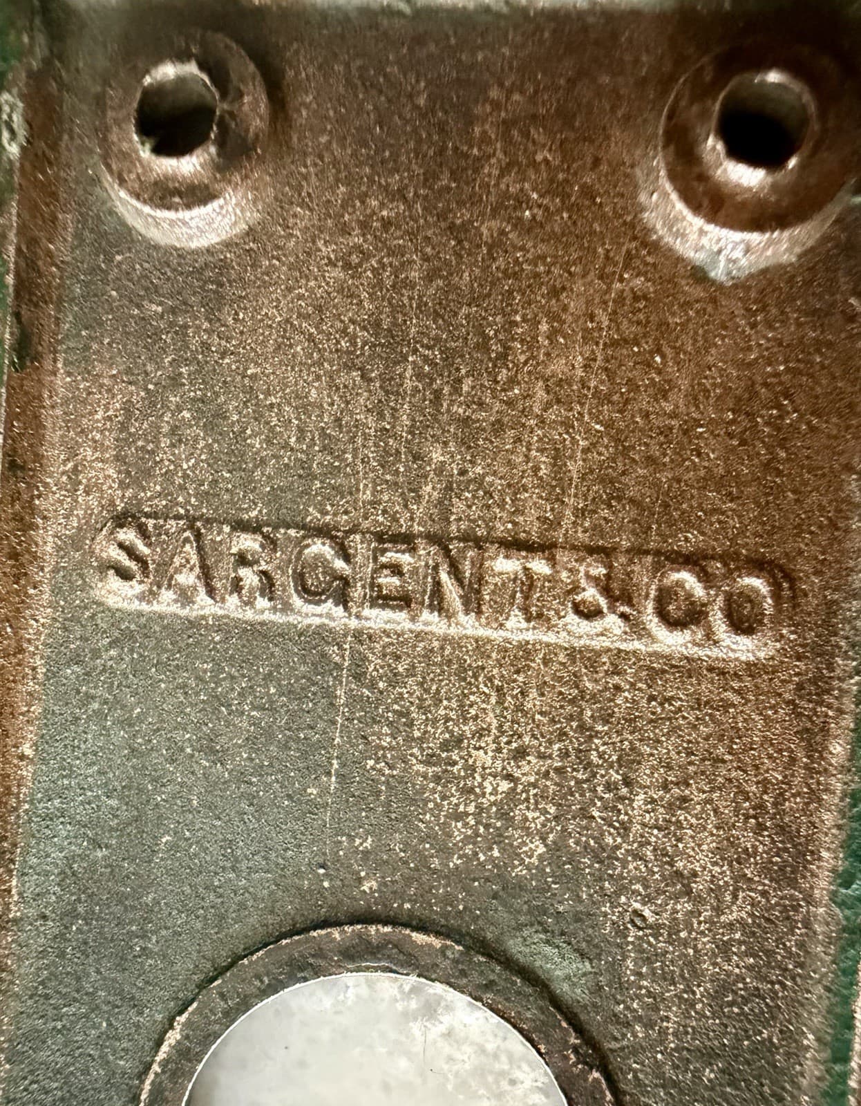 Vintage Sargent Brass Double Keyhole Door Plate Backplate 1-7/8 x 7-3/8 - Thumbnail 12