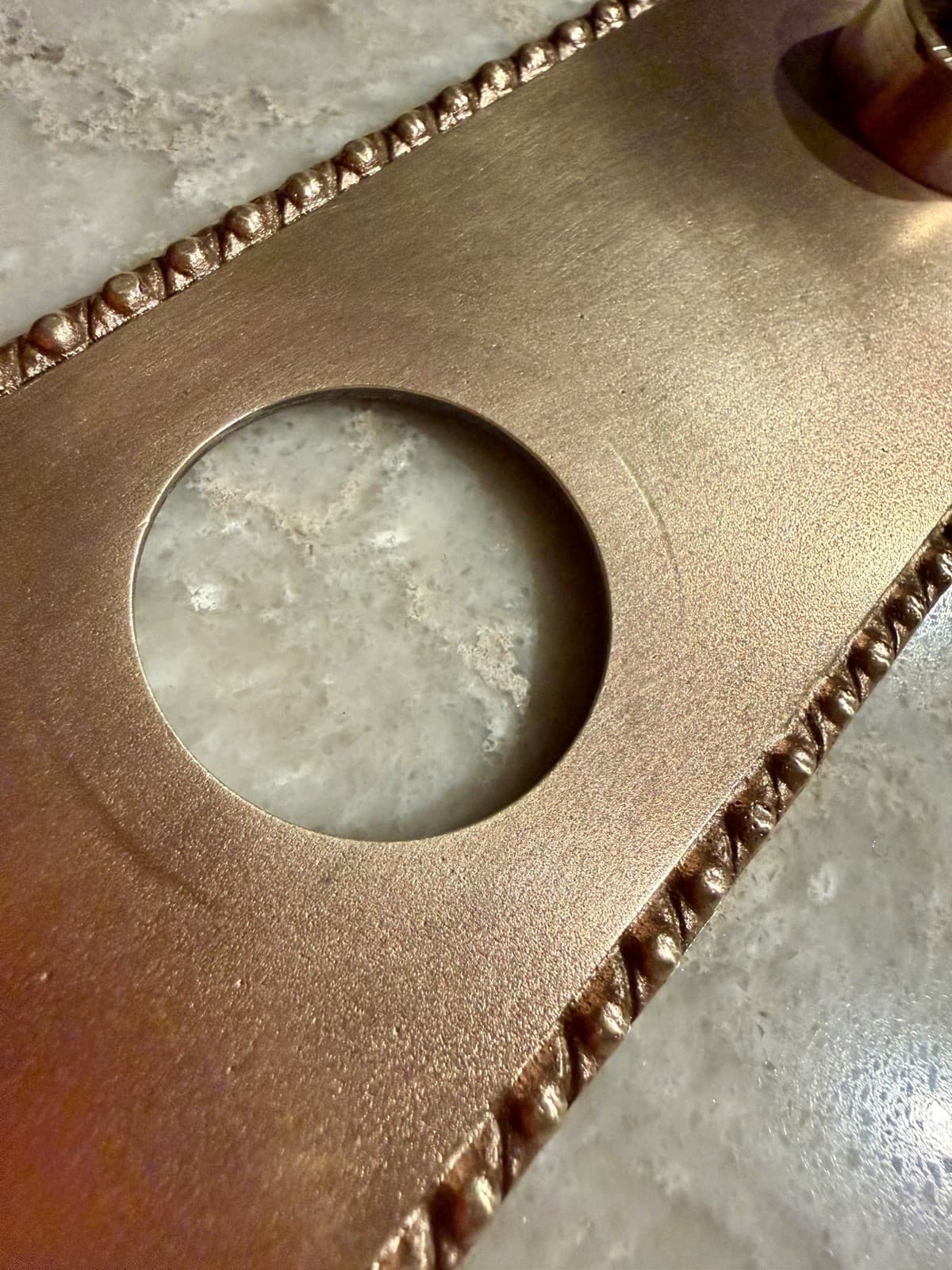 Antique M.W. Co. Solid Brass Door Back Plate Escutcheon Rope Border 9-1/4” - Thumbnail 8
