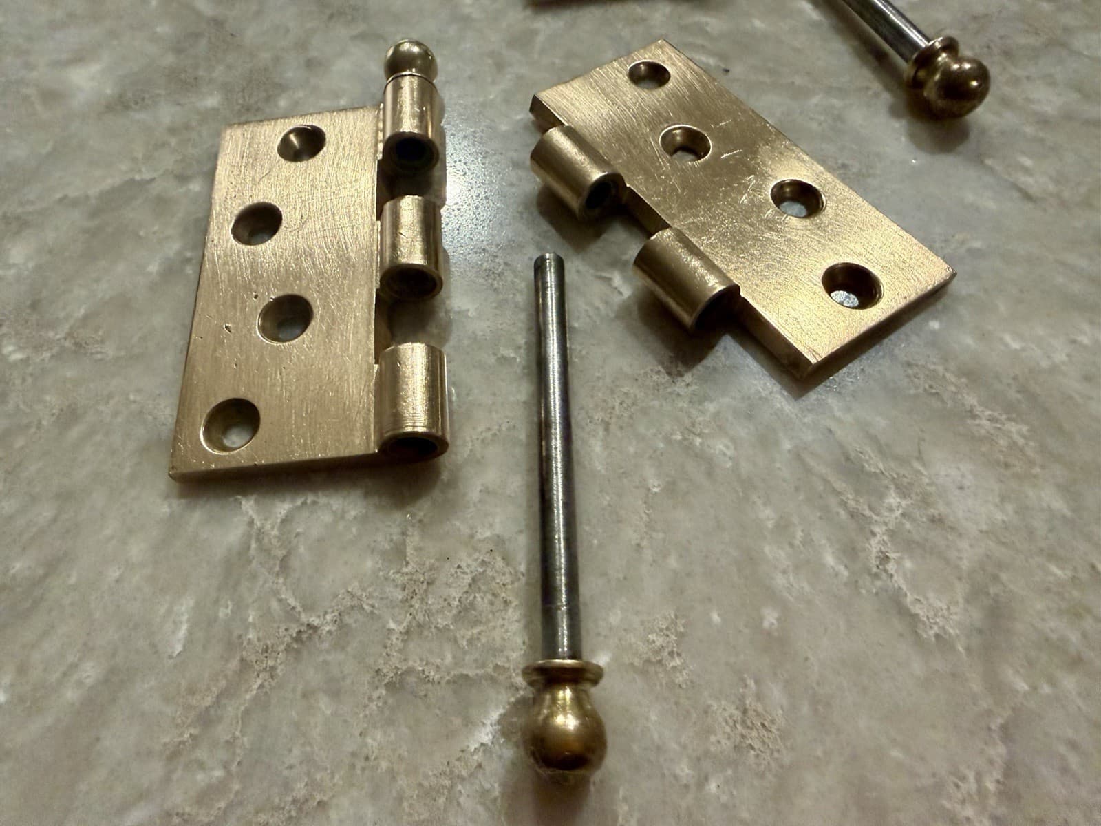 Vintage National Brass Mfg Solid Brass Ball Tip Door Hinges 3-1/2” Pair USA - Thumbnail 14