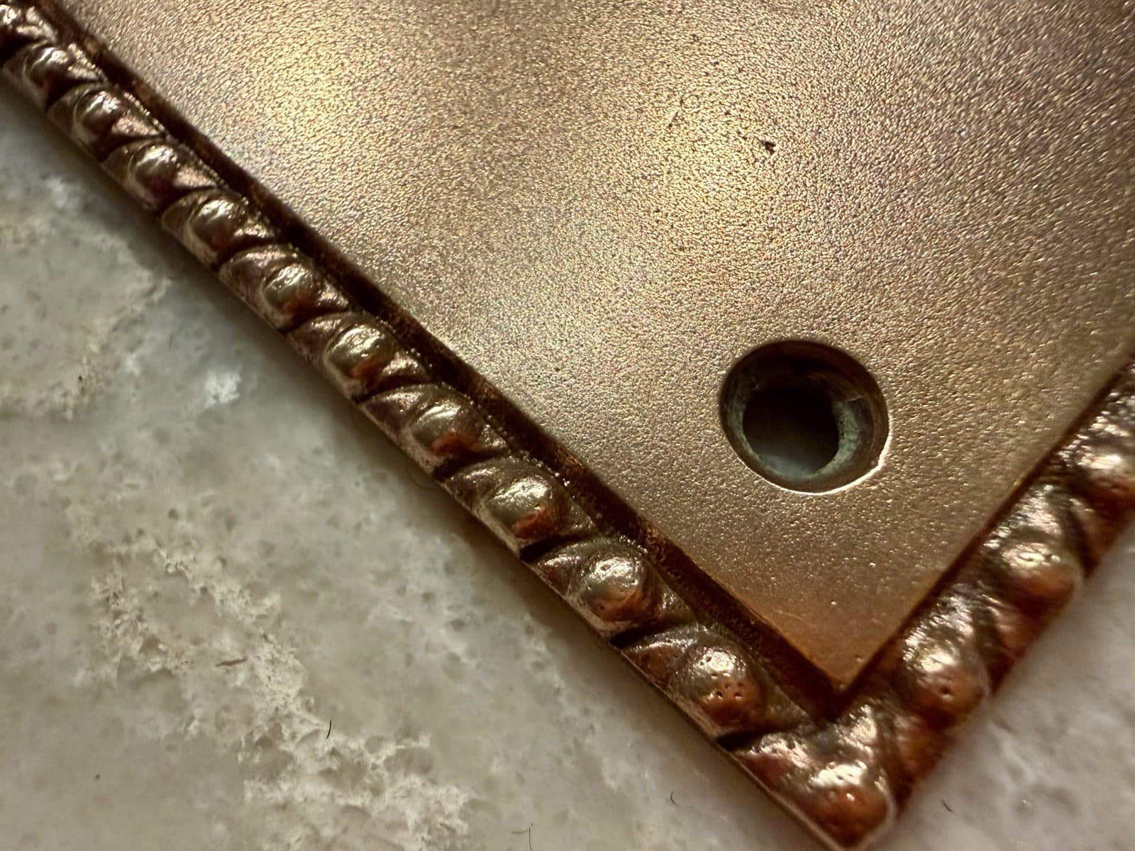 Antique M.W. Co. Solid Brass Door Back Plate Escutcheon Rope Border 9-1/4” - Thumbnail 3