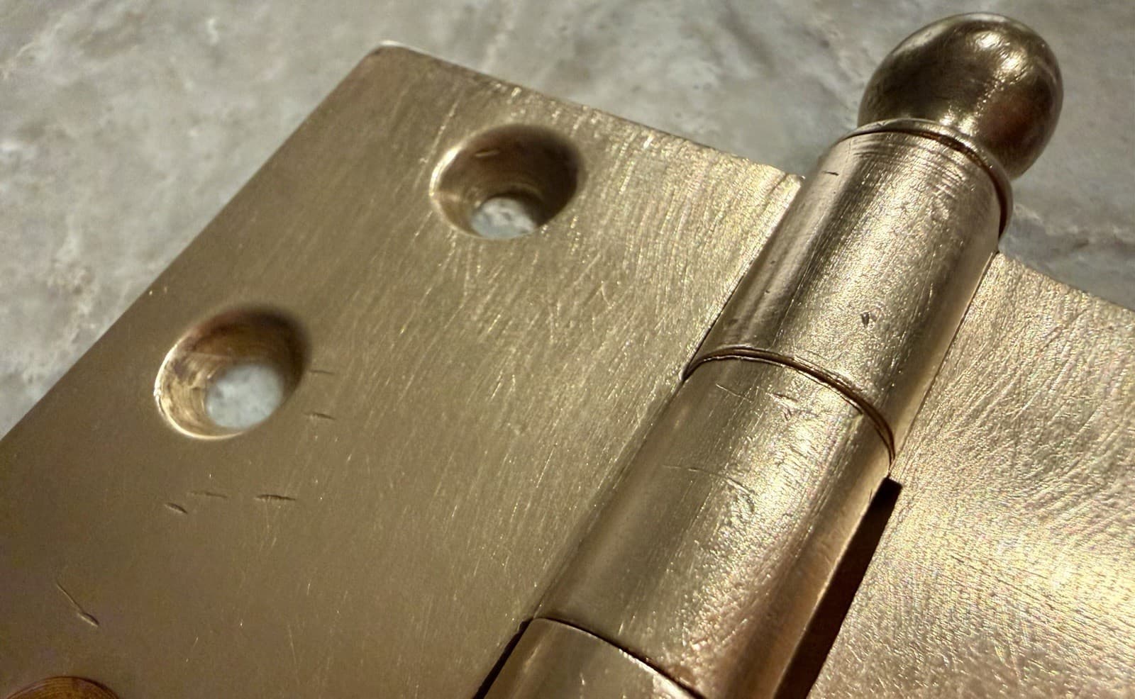 Vintage National Brass Mfg Solid Brass Ball Tip Door Hinges 3-1/2” Pair USA - Thumbnail 7