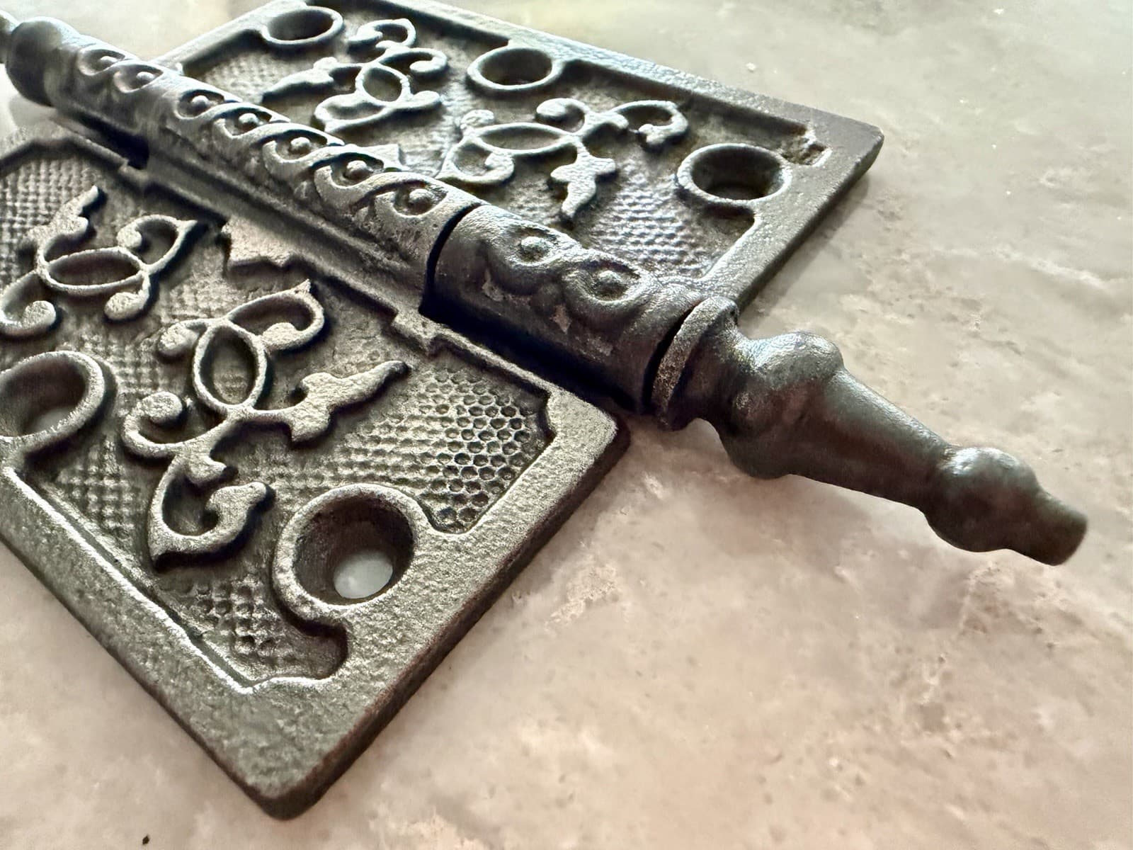 Antique 4” x 4” Cast Iron Eastlake Steeple Tip Door Hinge Victorian Ornate - Thumbnail 6