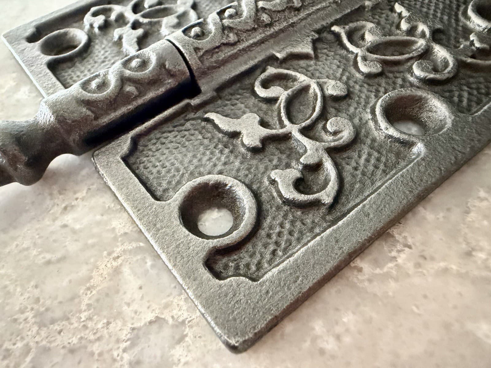 Antique 4” x 4” Cast Iron Eastlake Steeple Tip Door Hinge Victorian Ornate - Thumbnail 5