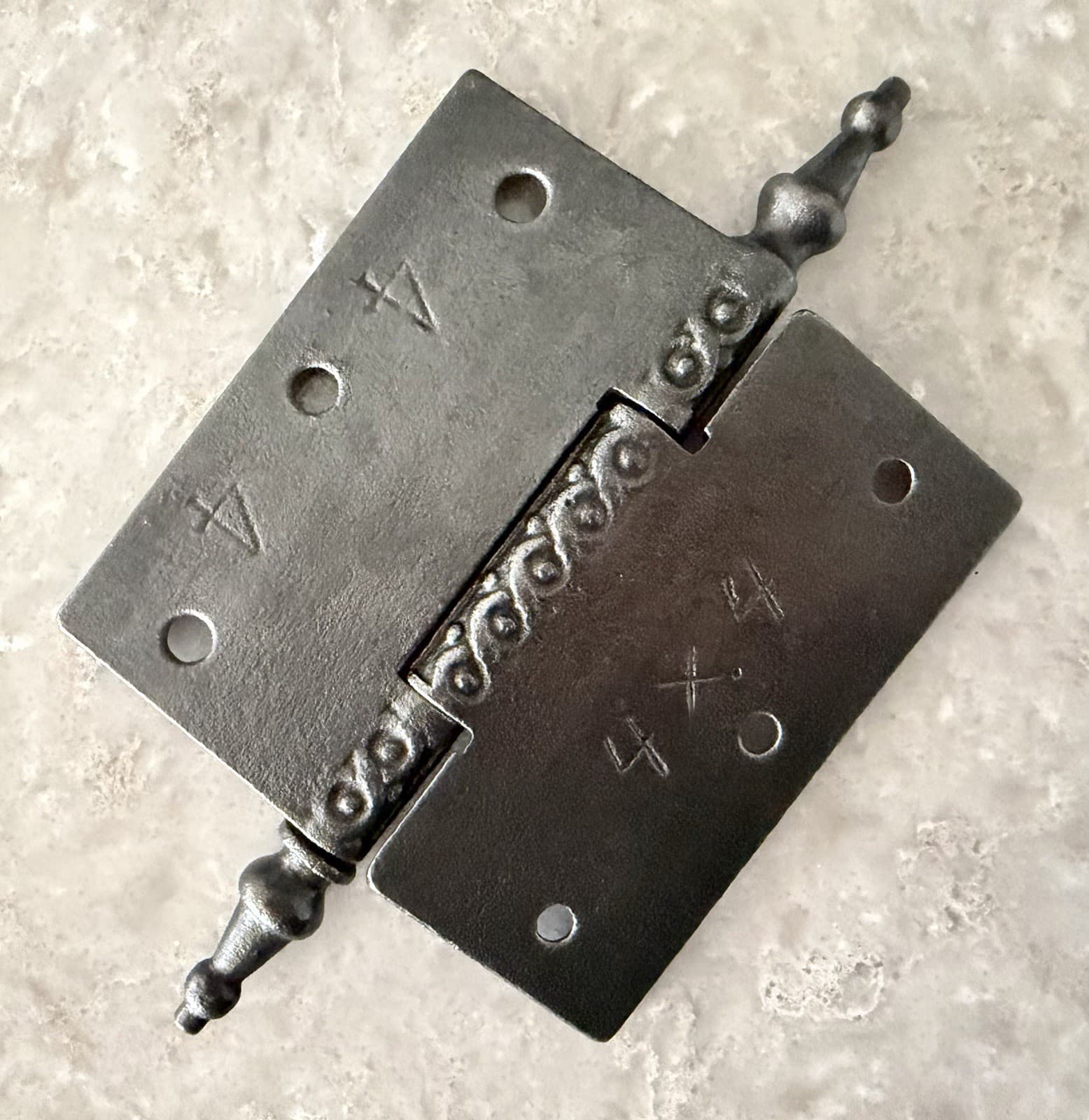 Antique 4” x 4” Cast Iron Eastlake Steeple Tip Door Hinge Victorian Ornate - Thumbnail 7