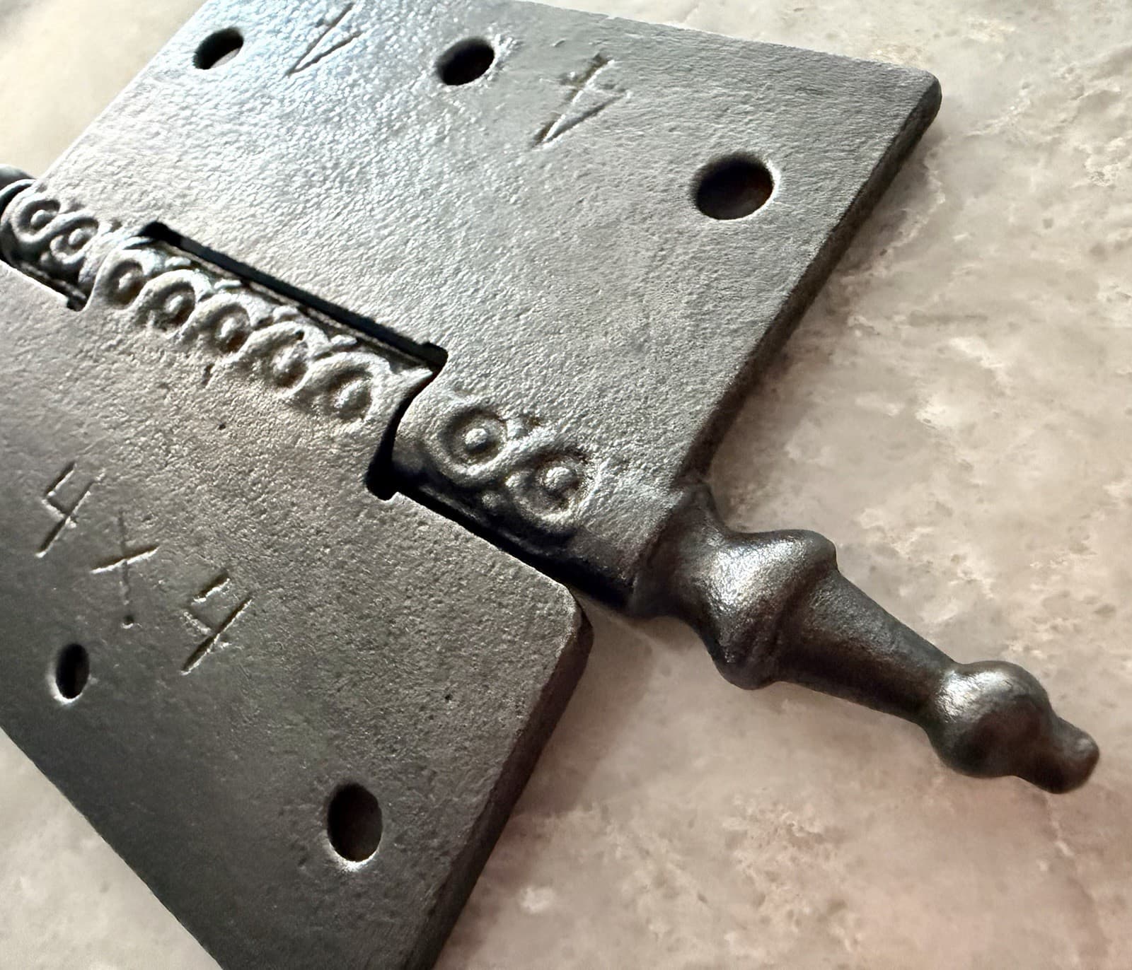 Antique 4” x 4” Cast Iron Eastlake Steeple Tip Door Hinge Victorian Ornate - Thumbnail 10