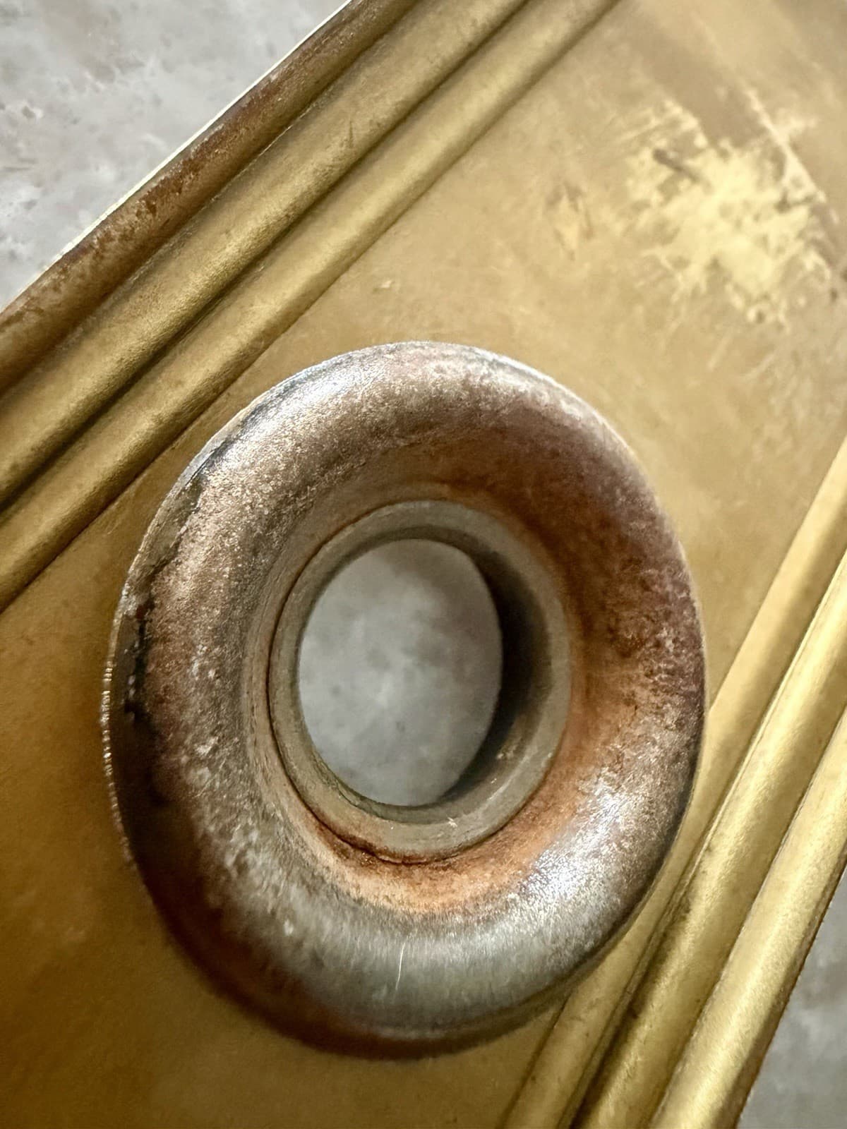 Antique Art Deco Brass Door Backplate Escutcheon 2.5x8 Dark Bronze Finish - Thumbnail 11