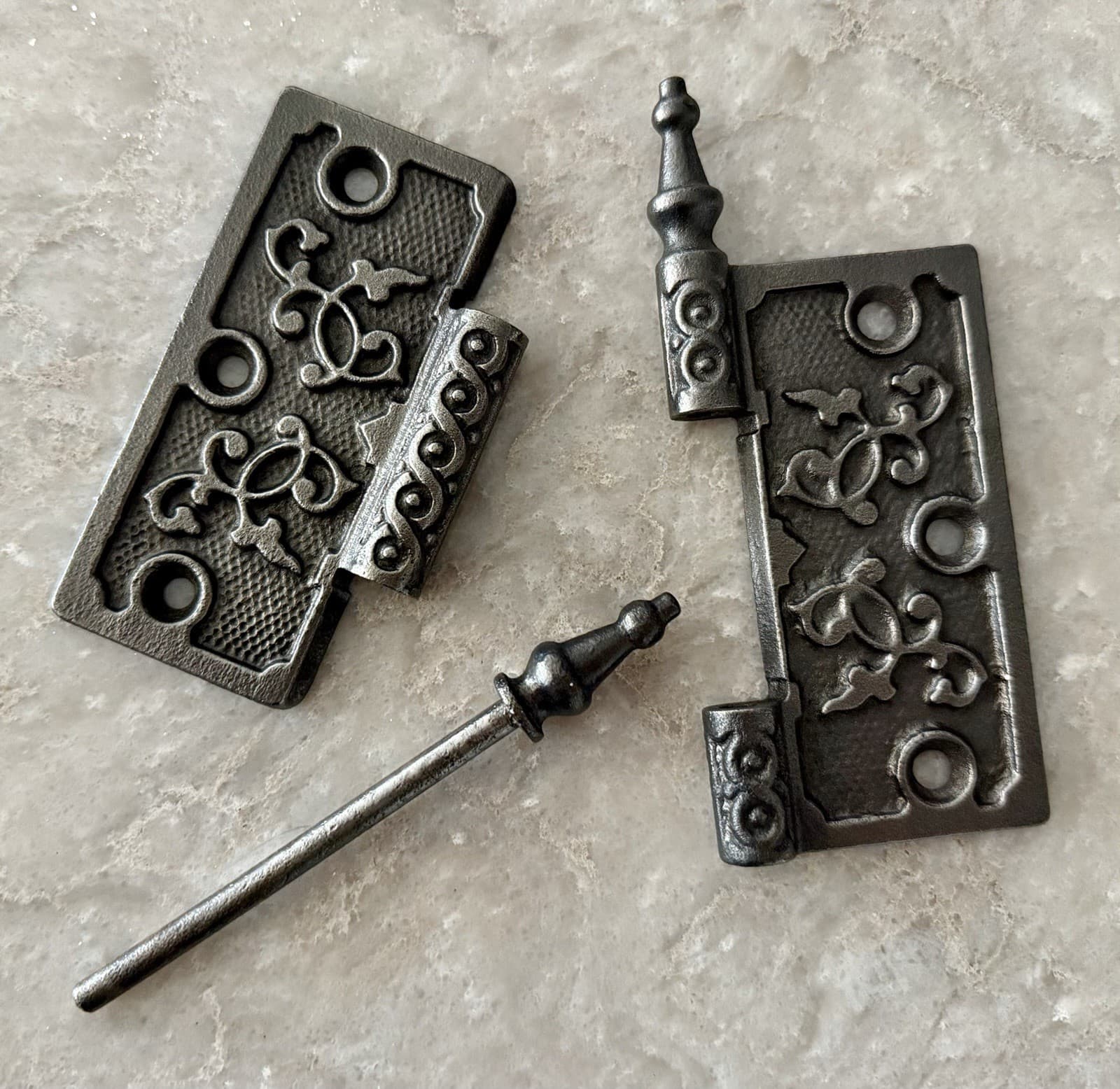 Antique 4” x 4” Cast Iron Eastlake Steeple Tip Door Hinge Victorian Ornate - Thumbnail 12
