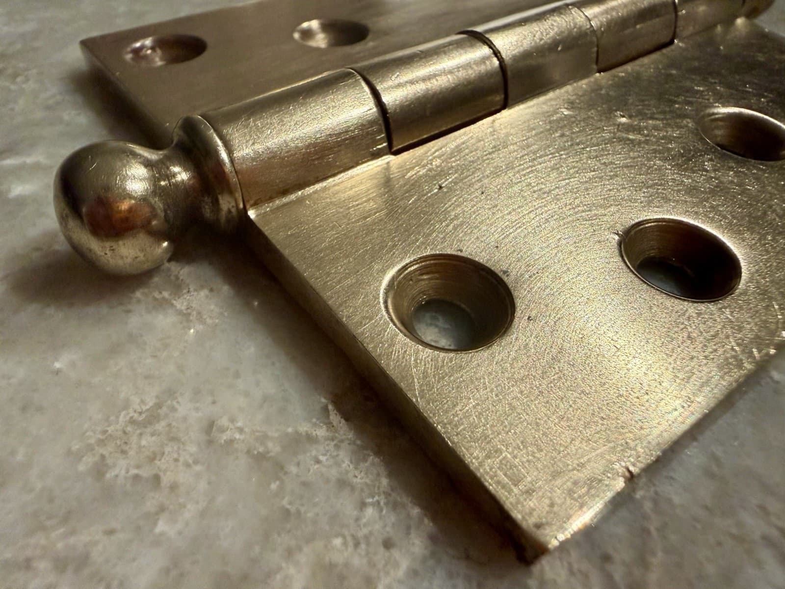 Vintage National Brass Mfg Solid Brass Ball Tip Door Hinges 3-1/2” Pair USA - Thumbnail 4