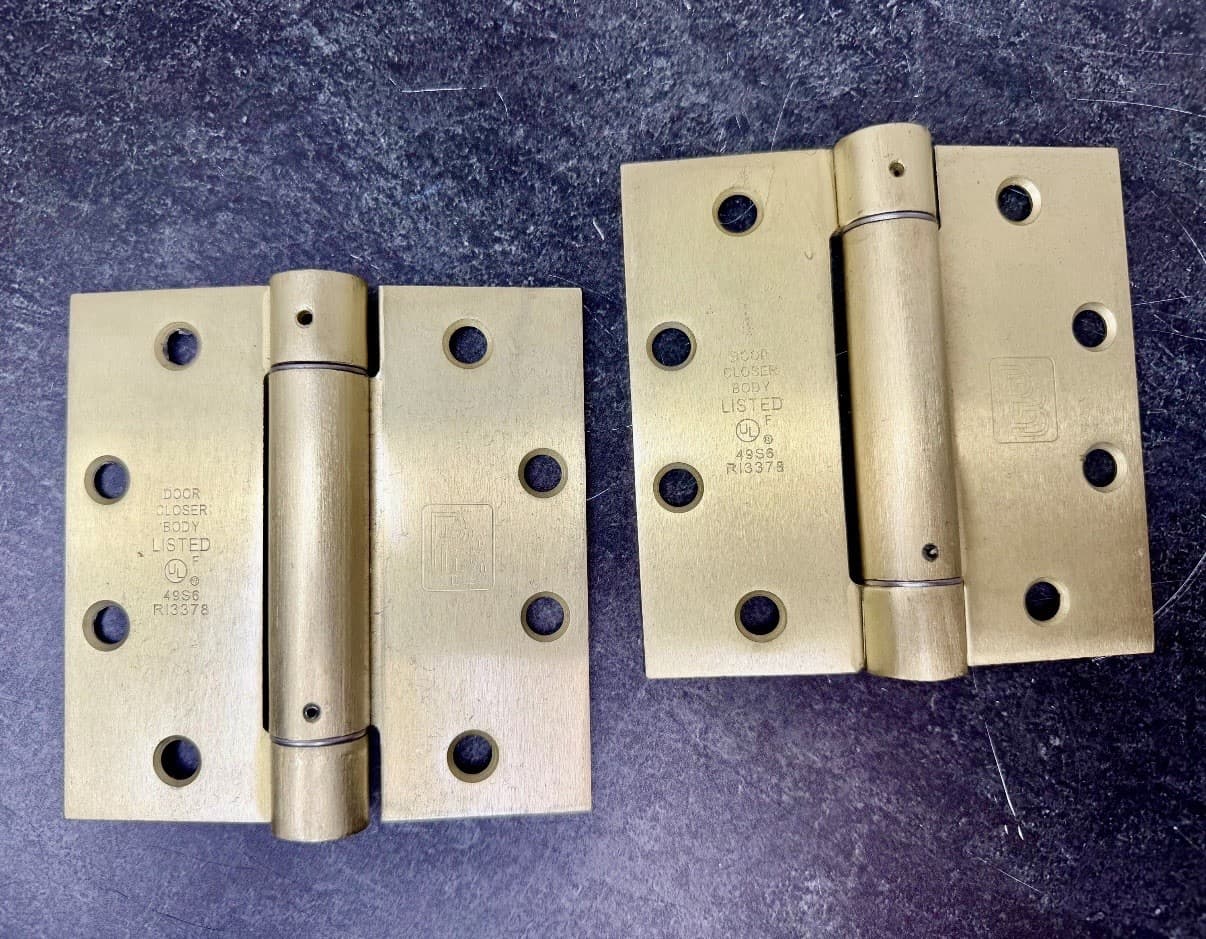 Self Closing Automatic Door Closer Hinges Steel/Brushed Brass Commercial Set - Thumbnail 2