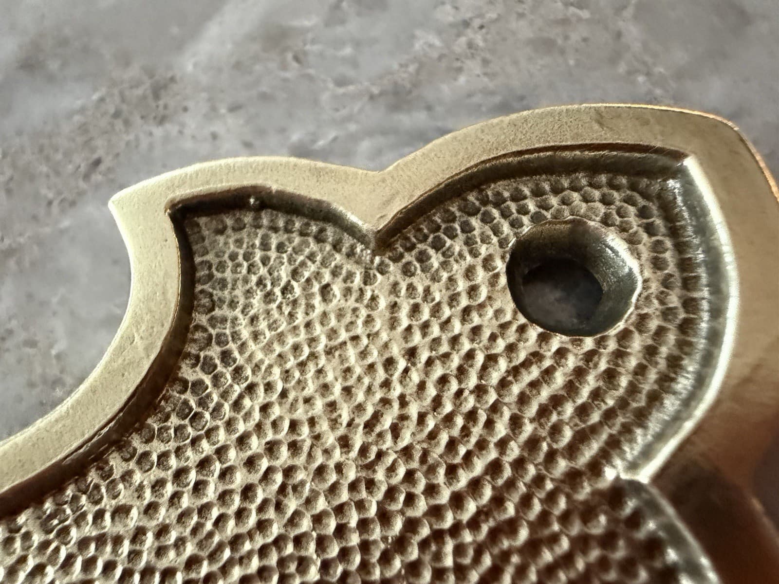 Vintage Solid Cast Brass Door Backplate Escutcheon 9” Hammered 4” CTC - Thumbnail 7