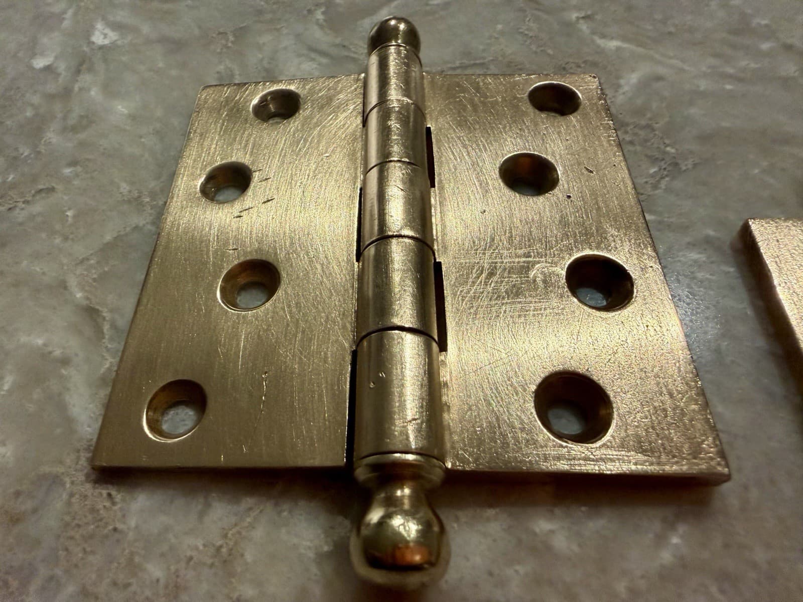 Vintage National Brass Mfg Solid Brass Ball Tip Door Hinges 3-1/2” Pair USA - Thumbnail 2