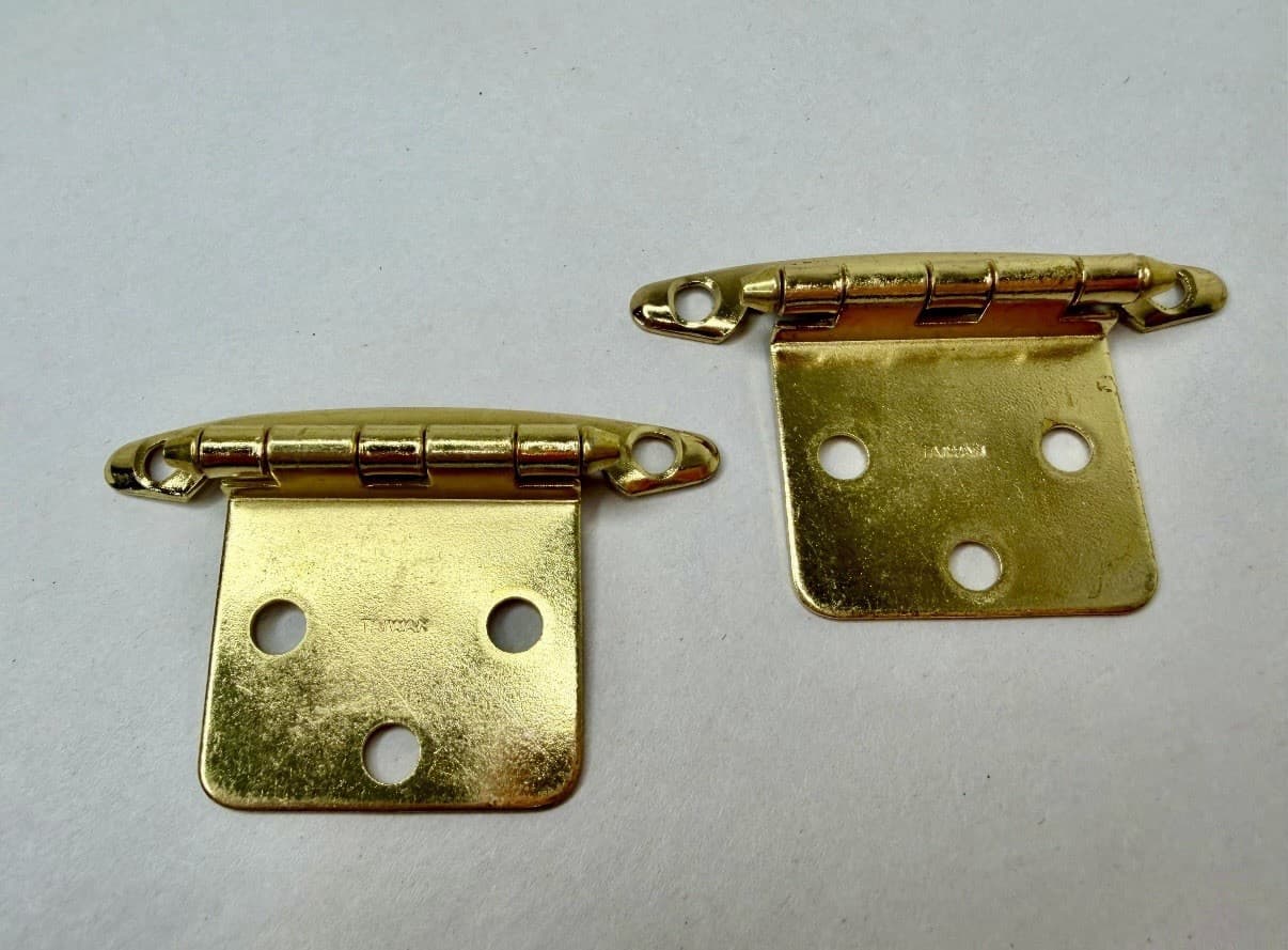 Vintage NOS Belwith P139-3 Cabinet Hinges Set of 12 Pairs Bright Brass Finish - Thumbnail 3