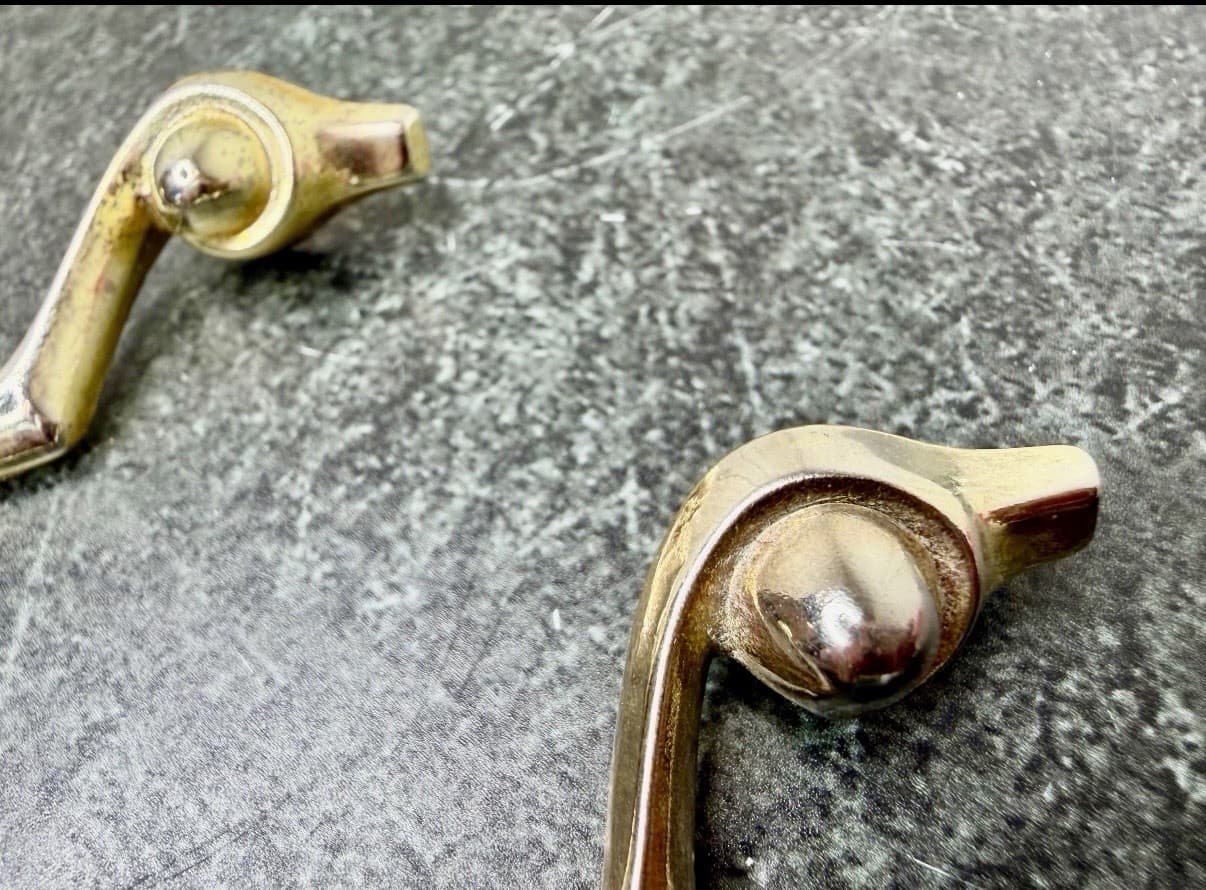 Vintage Polished Brass Cabinet Drawer Pull Handles Set of 2 – 3” Centers - Thumbnail 4
