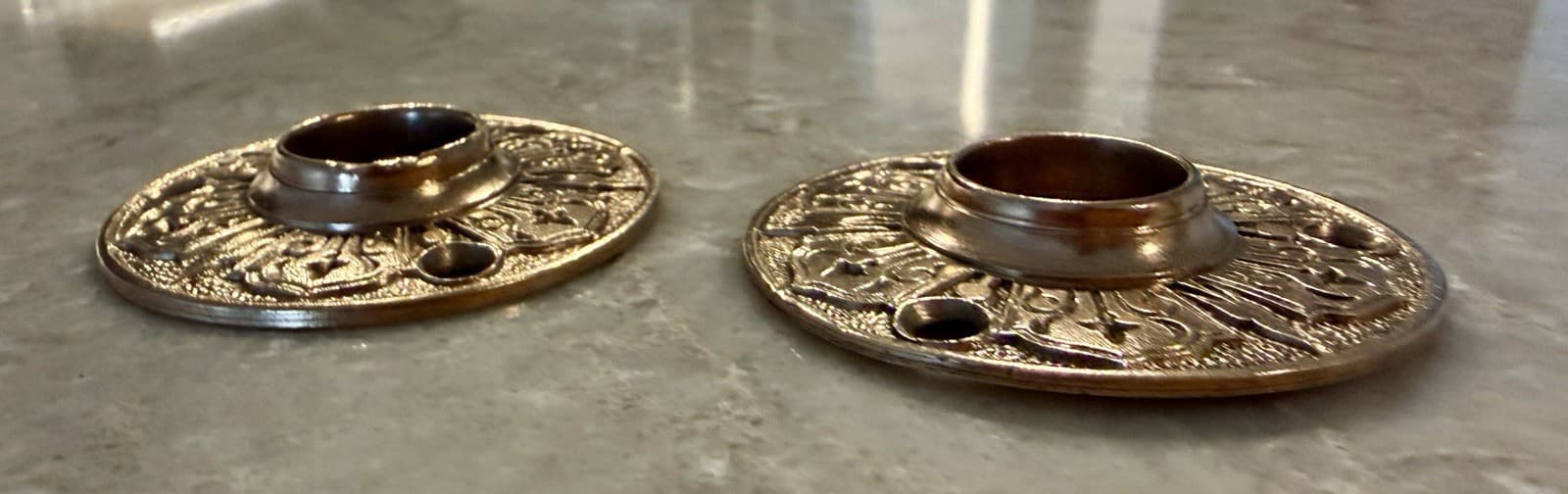 Unmarked Antique Victorian Eastlake Cast Brass Door Knob Rosettes Pair 2¼” - Thumbnail 9