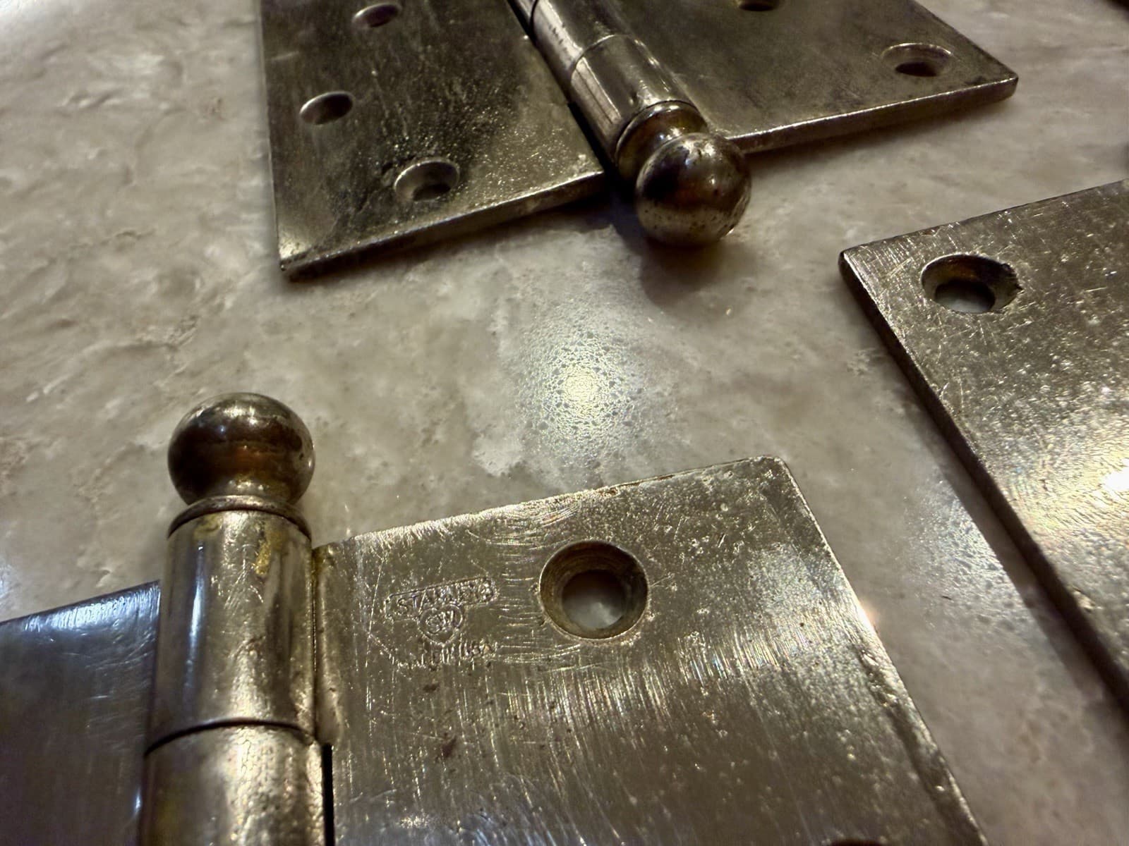 Lot 5 Stanley SW 5x5 Steel Ball Tip Door Hinges Chrome Made USA Vintage - Thumbnail 2