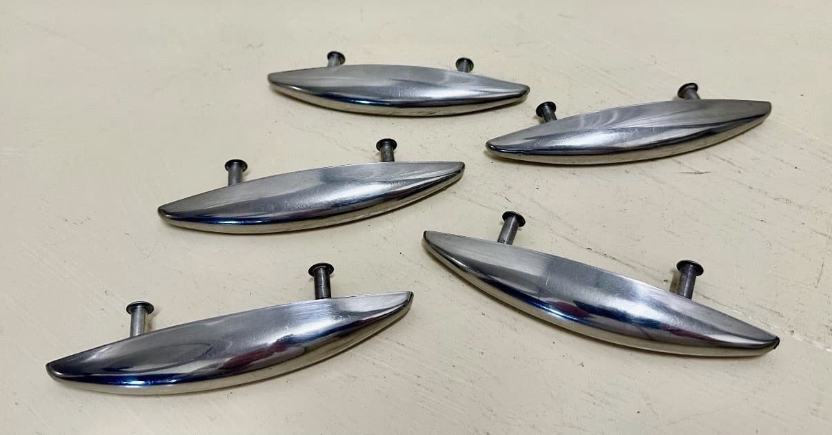 Lot of 5 MCM Chrome Drawer Pulls - Cleaned & Polished - Thumbnail 8