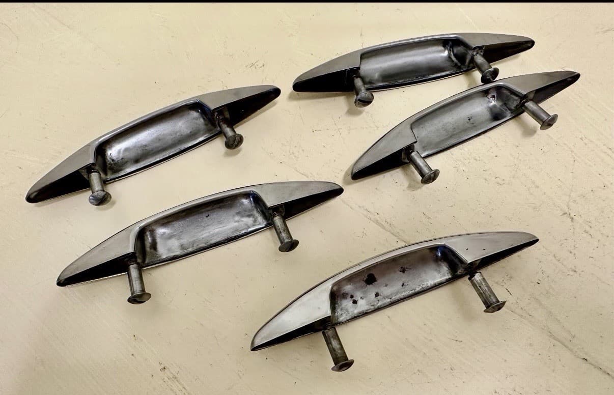 Lot of 5 MCM Chrome Drawer Pulls - Cleaned & Polished - Thumbnail 4
