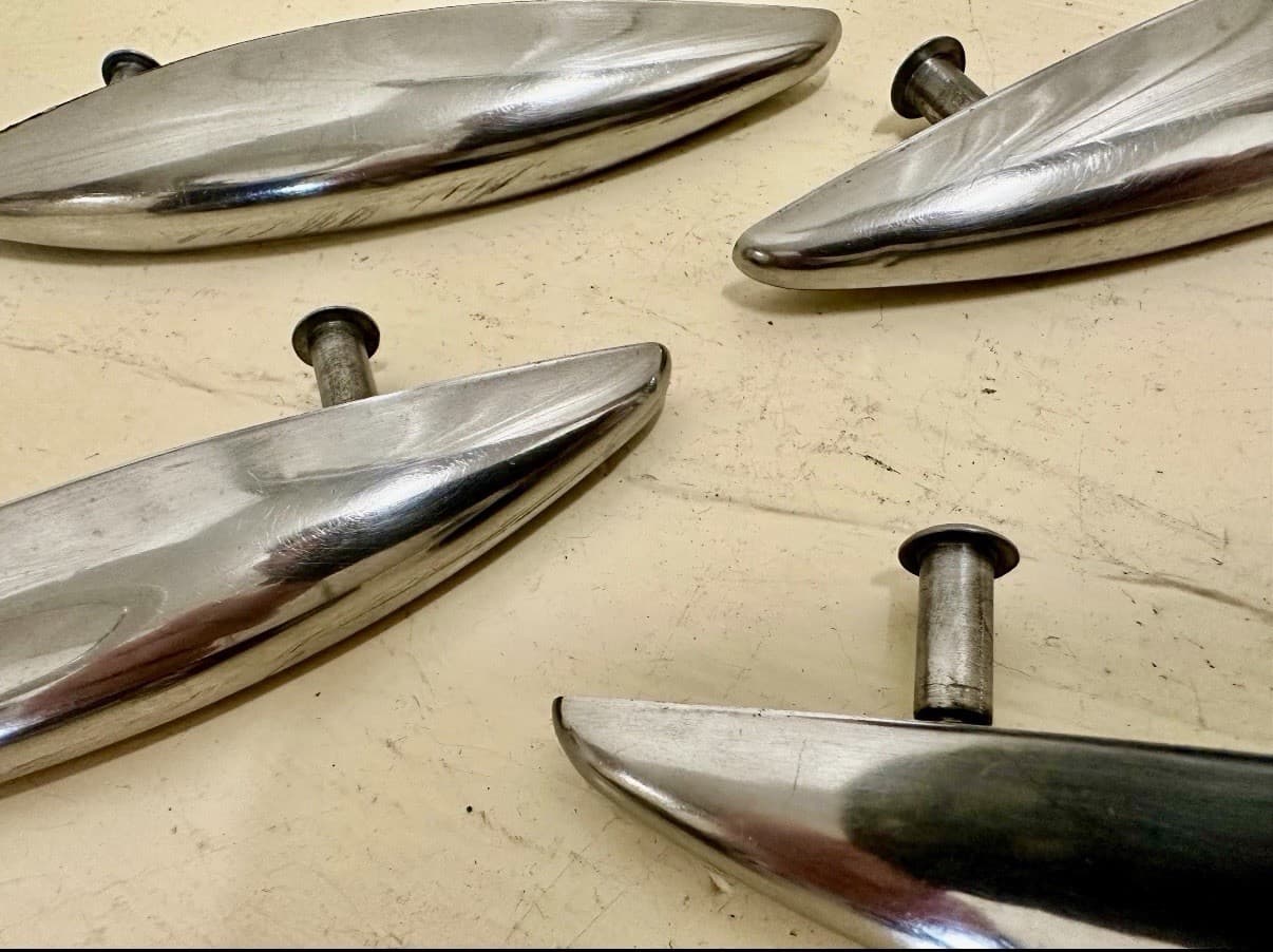Lot of 5 MCM Chrome Drawer Pulls - Cleaned & Polished - Thumbnail 7