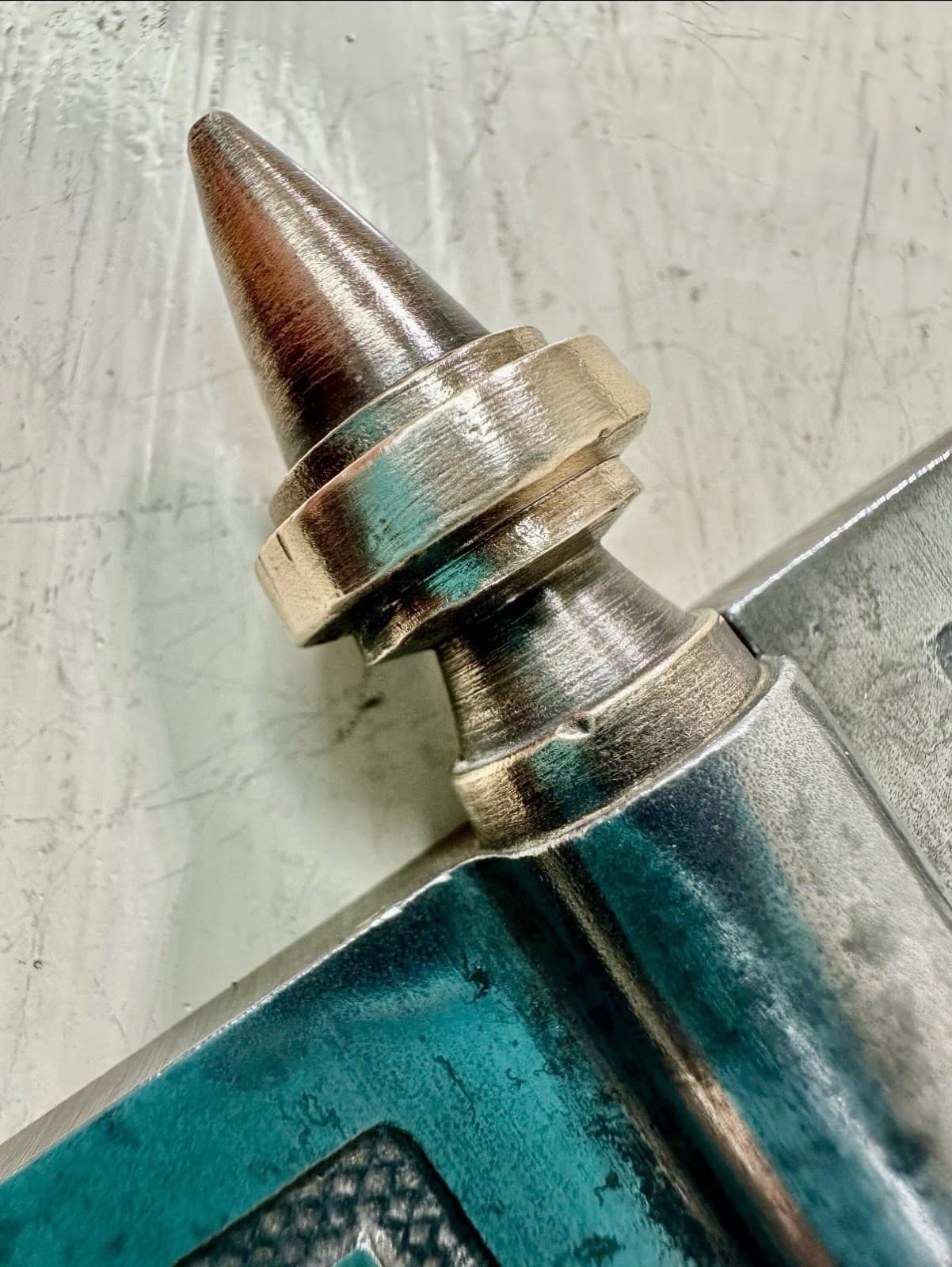 Vintage Eastlake Style Lift-Off Door Hinge w/ Brass Steeple Finials – 4” x 4.5” - Thumbnail 2