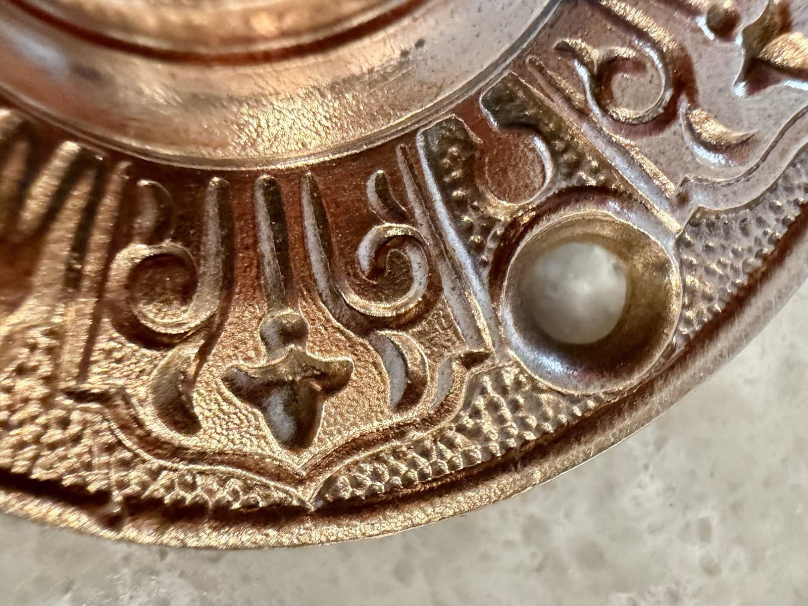 Unmarked Antique Victorian Eastlake Cast Brass Door Knob Rosettes Pair 2¼” - Thumbnail 8