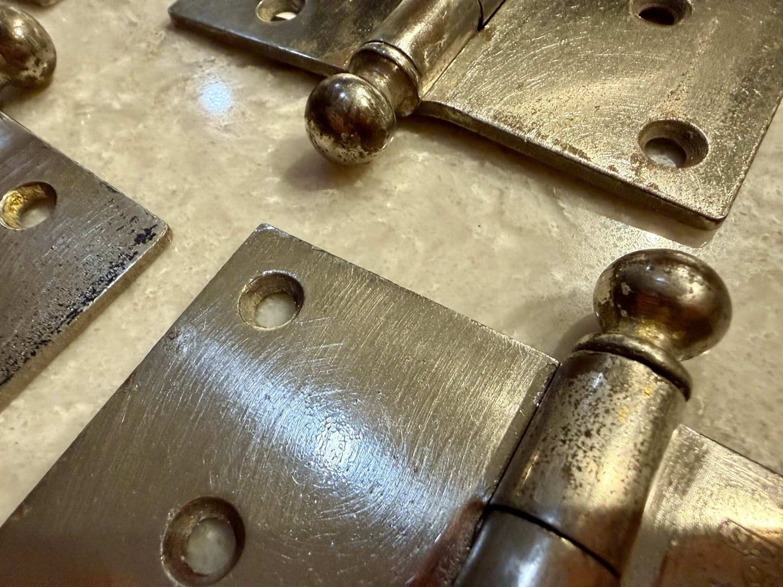 Lot 5 Stanley SW 5x5 Steel Ball Tip Door Hinges Chrome Made USA Vintage - Thumbnail 5