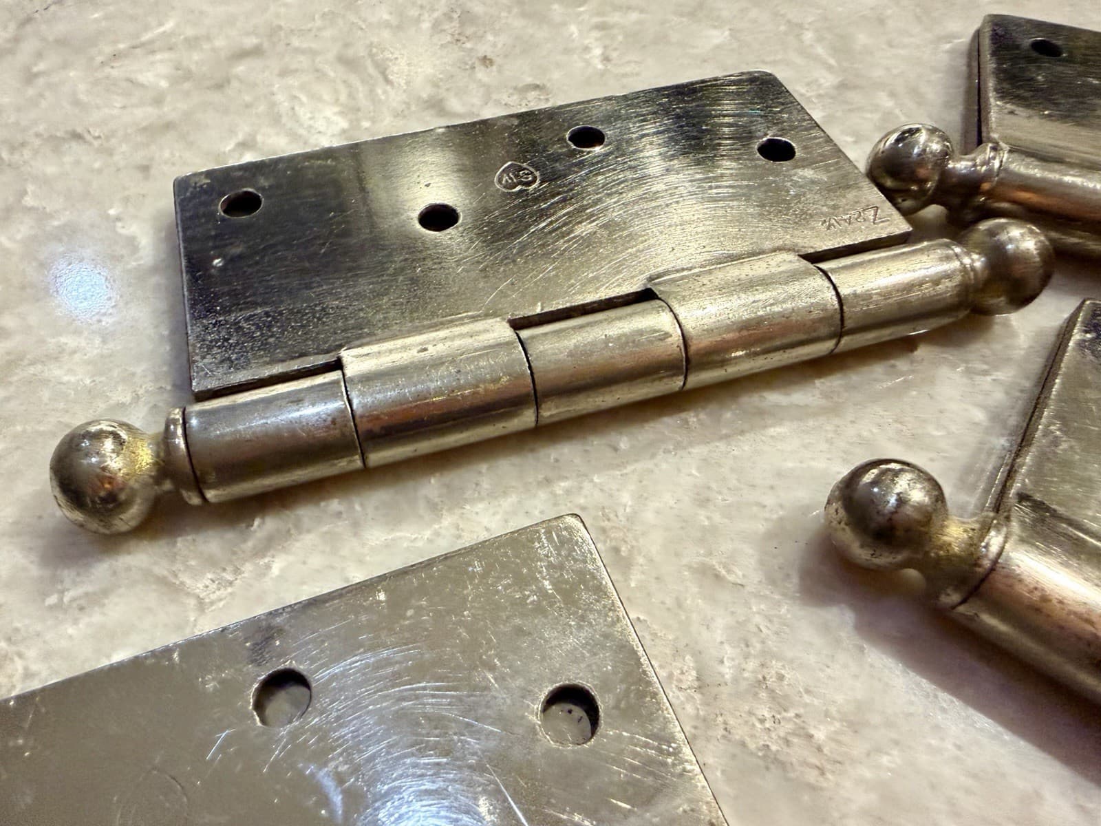 Lot 5 Stanley SW 5x5 Steel Ball Tip Door Hinges Chrome Made USA Vintage - Thumbnail 10