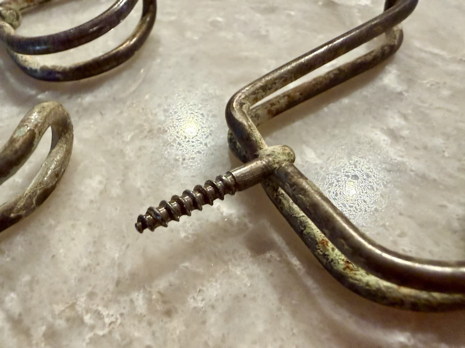 Vintage Wire Coat Hooks Set of 9 Steel Screw-In Farmhouse Rustic - Thumbnail 6