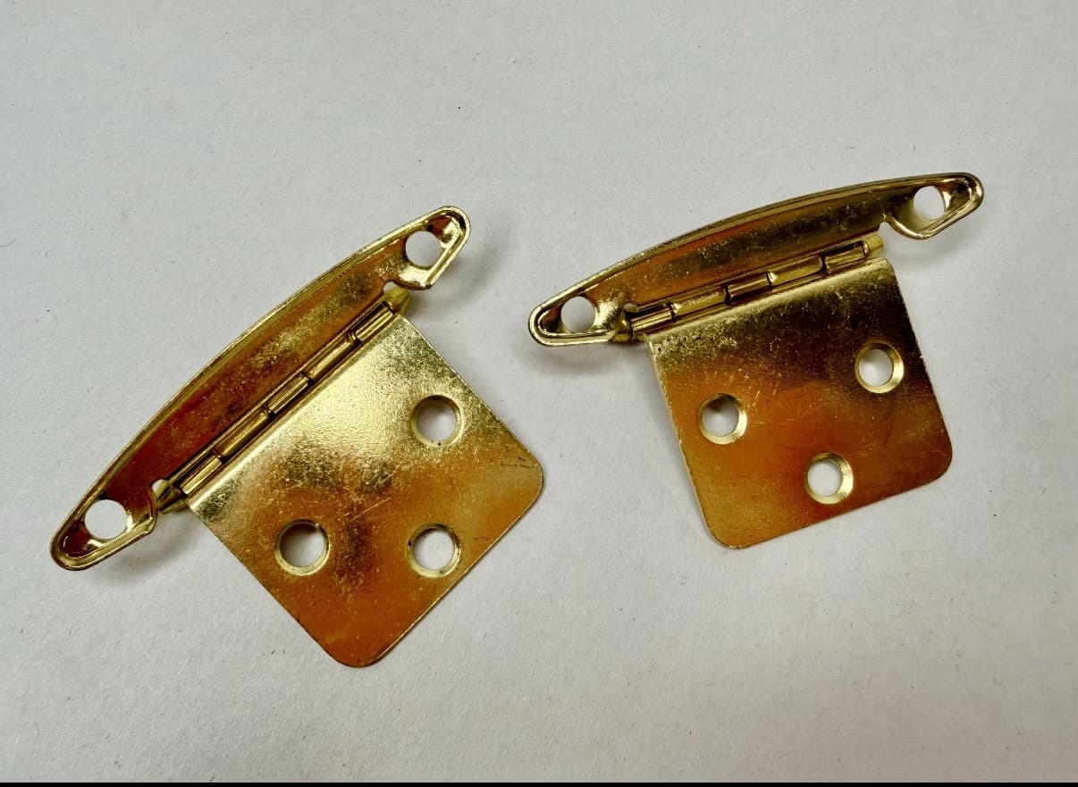 Vintage NOS Belwith P139-3 Cabinet Hinges Set of 12 Pairs Bright Brass Finish - Thumbnail 6