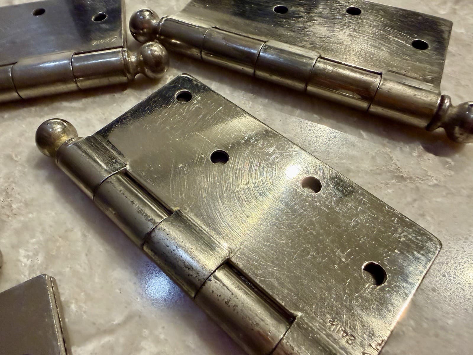Lot 5 Stanley SW 5x5 Steel Ball Tip Door Hinges Chrome Made USA Vintage - Thumbnail 11