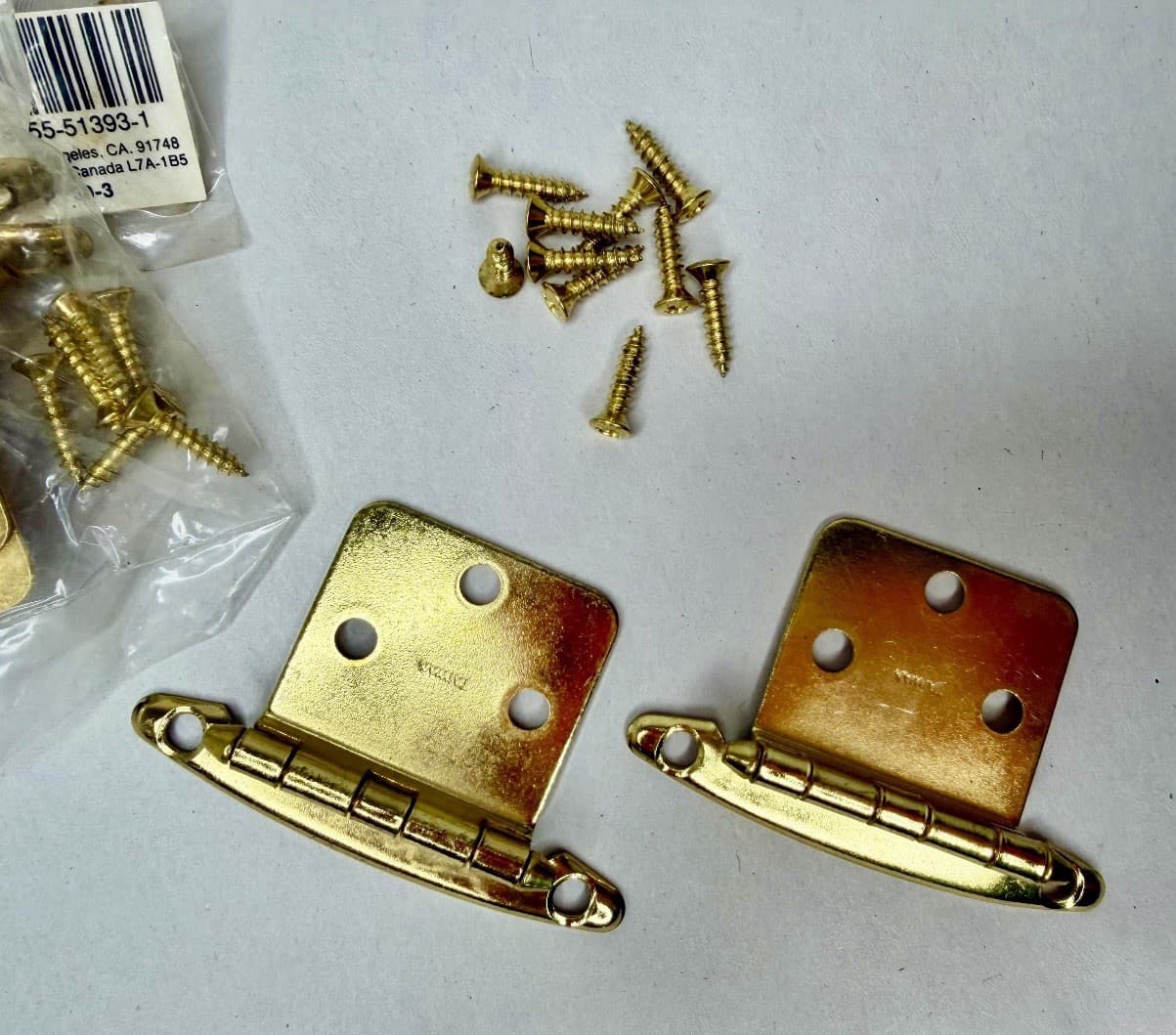 Vintage NOS Belwith P139-3 Cabinet Hinges Set of 12 Pairs Bright Brass Finish