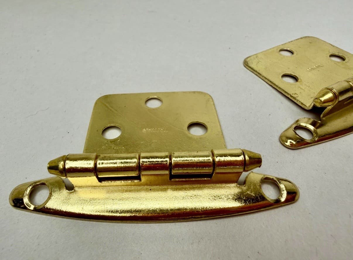 Vintage NOS Belwith P139-3 Cabinet Hinges Set of 12 Pairs Bright Brass Finish - Thumbnail 4