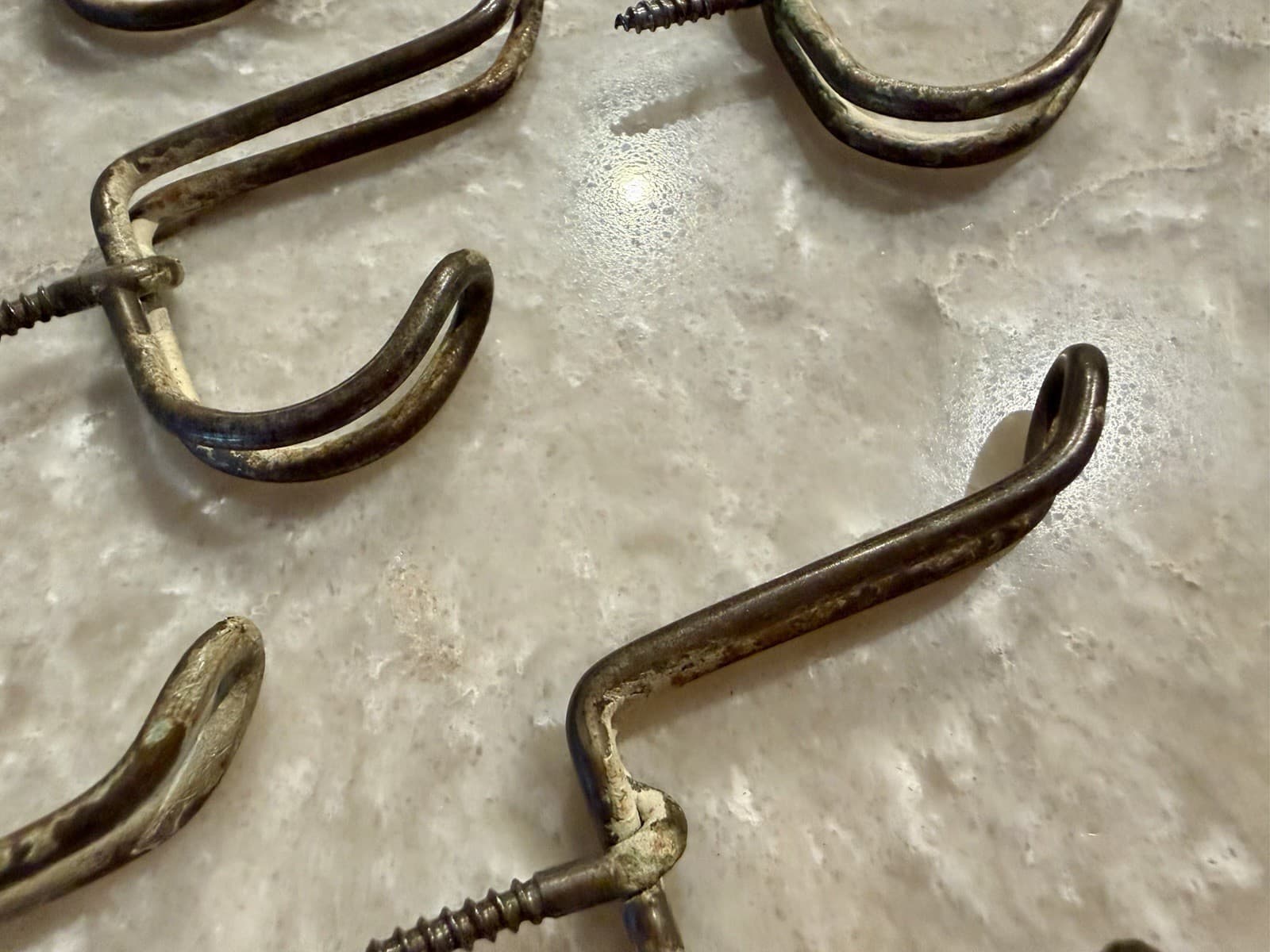 Vintage Wire Coat Hooks Set of 9 Steel Screw-In Farmhouse Rustic - Thumbnail 5