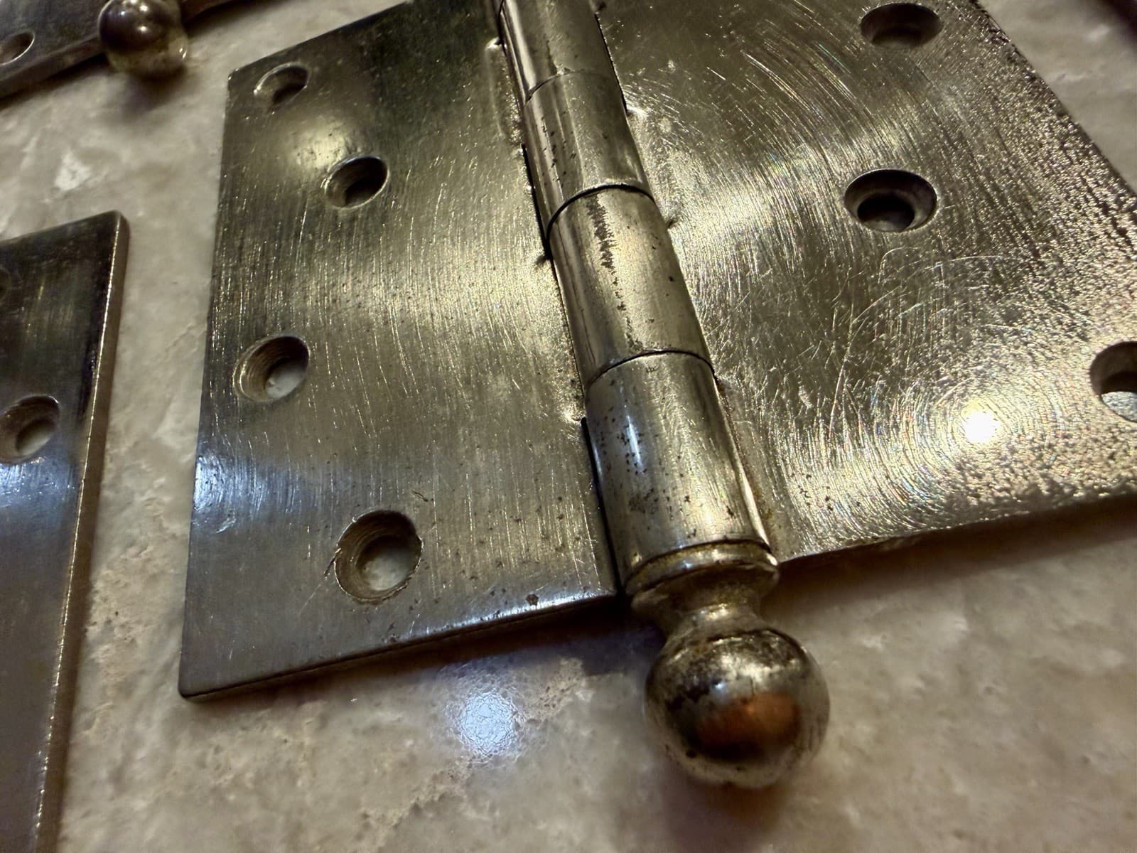 Lot 5 Stanley SW 5x5 Steel Ball Tip Door Hinges Chrome Made USA Vintage - Thumbnail 3