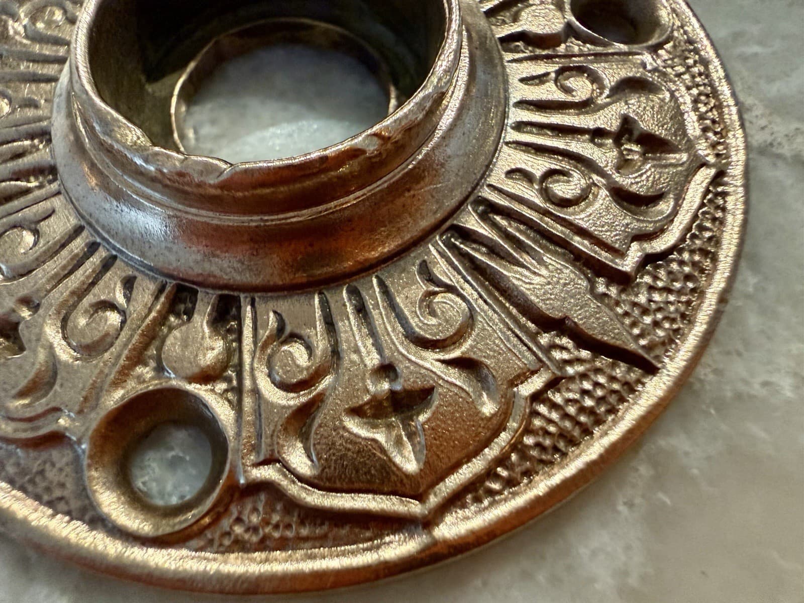 Unmarked Antique Victorian Eastlake Cast Brass Door Knob Rosettes Pair 2¼” - Thumbnail 7