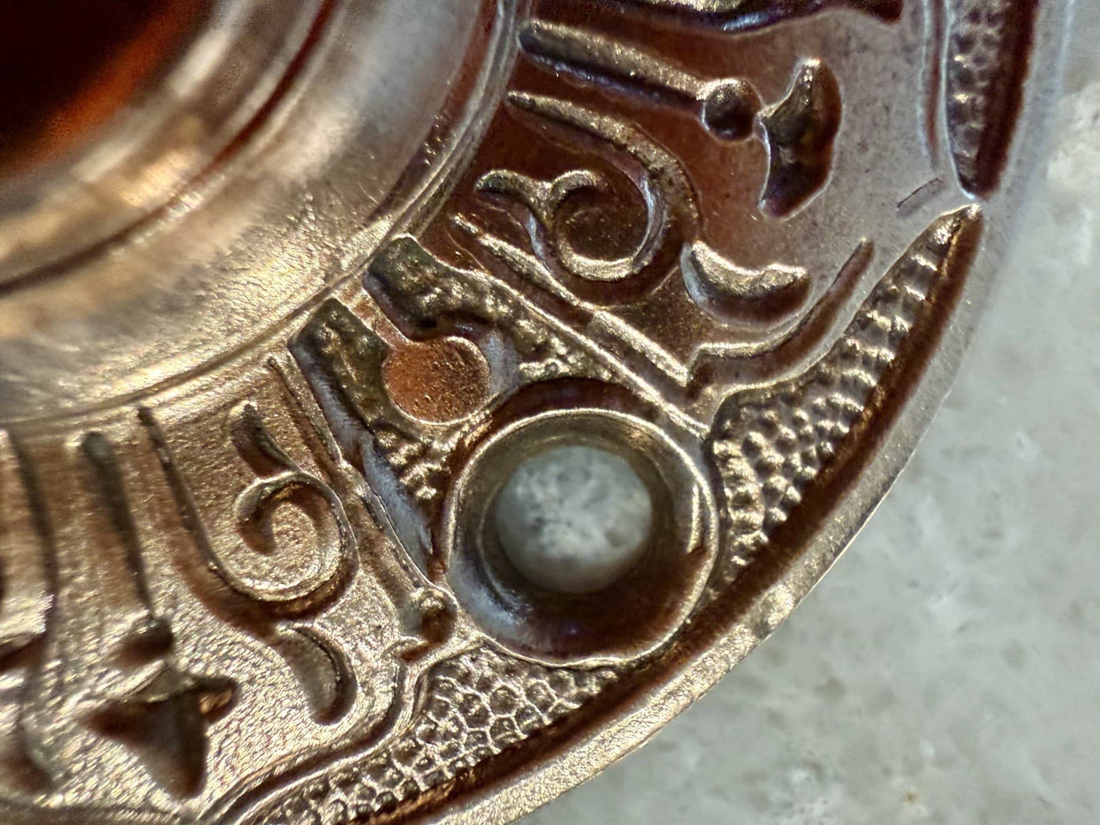 Unmarked Antique Victorian Eastlake Cast Brass Door Knob Rosettes Pair 2¼” - Thumbnail 5
