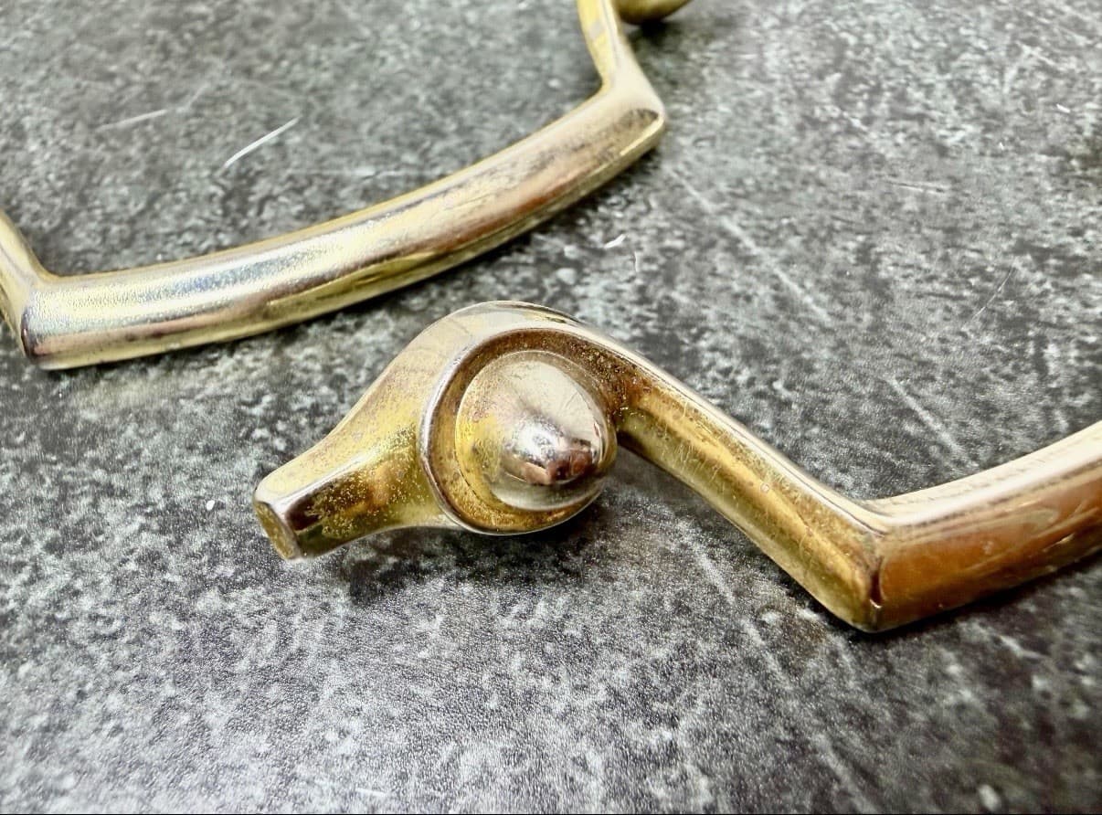 Vintage Polished Brass Cabinet Drawer Pull Handles Set of 2 – 3” Centers - Thumbnail 3