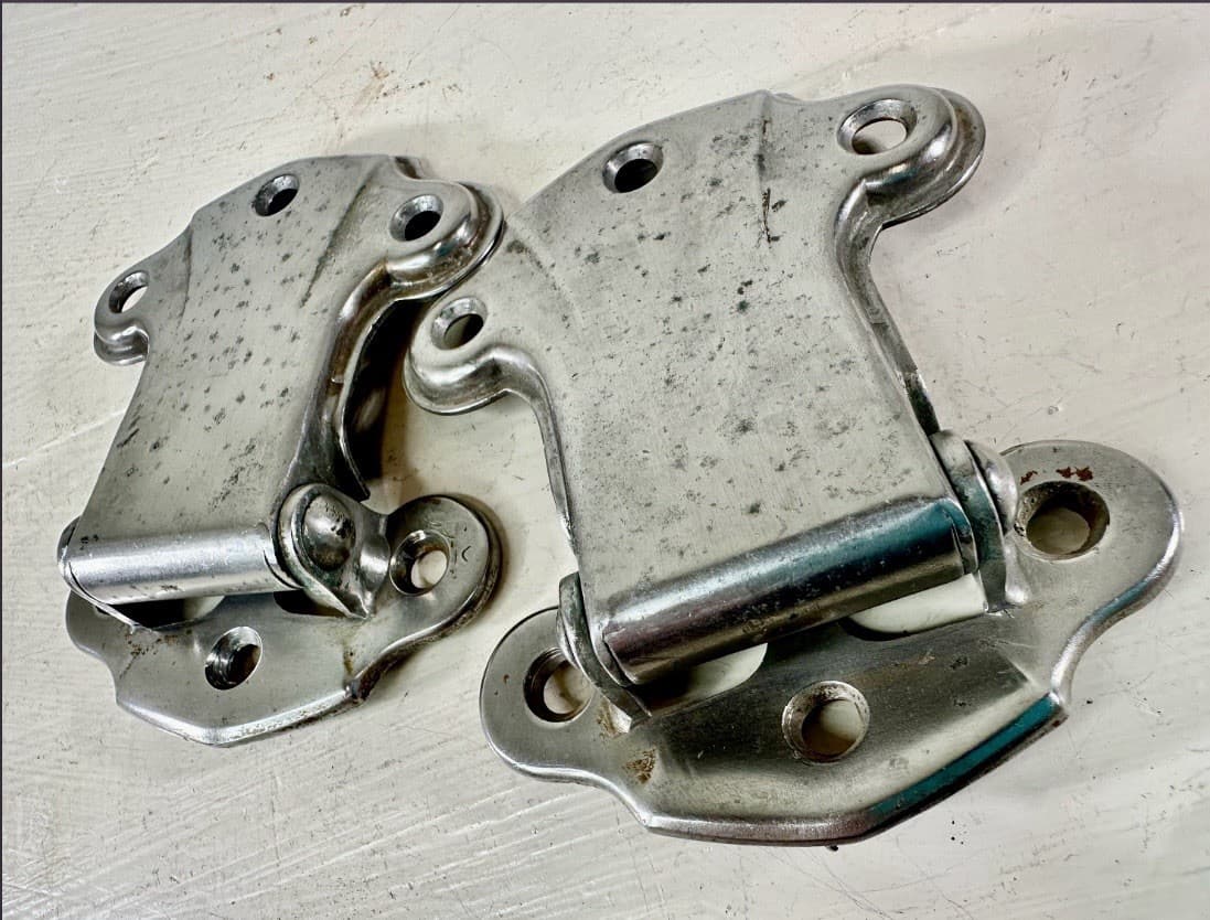 Vintage 3/4” Offset Cabinet Hinges Pair Nickel Plated Steel - Thumbnail 4