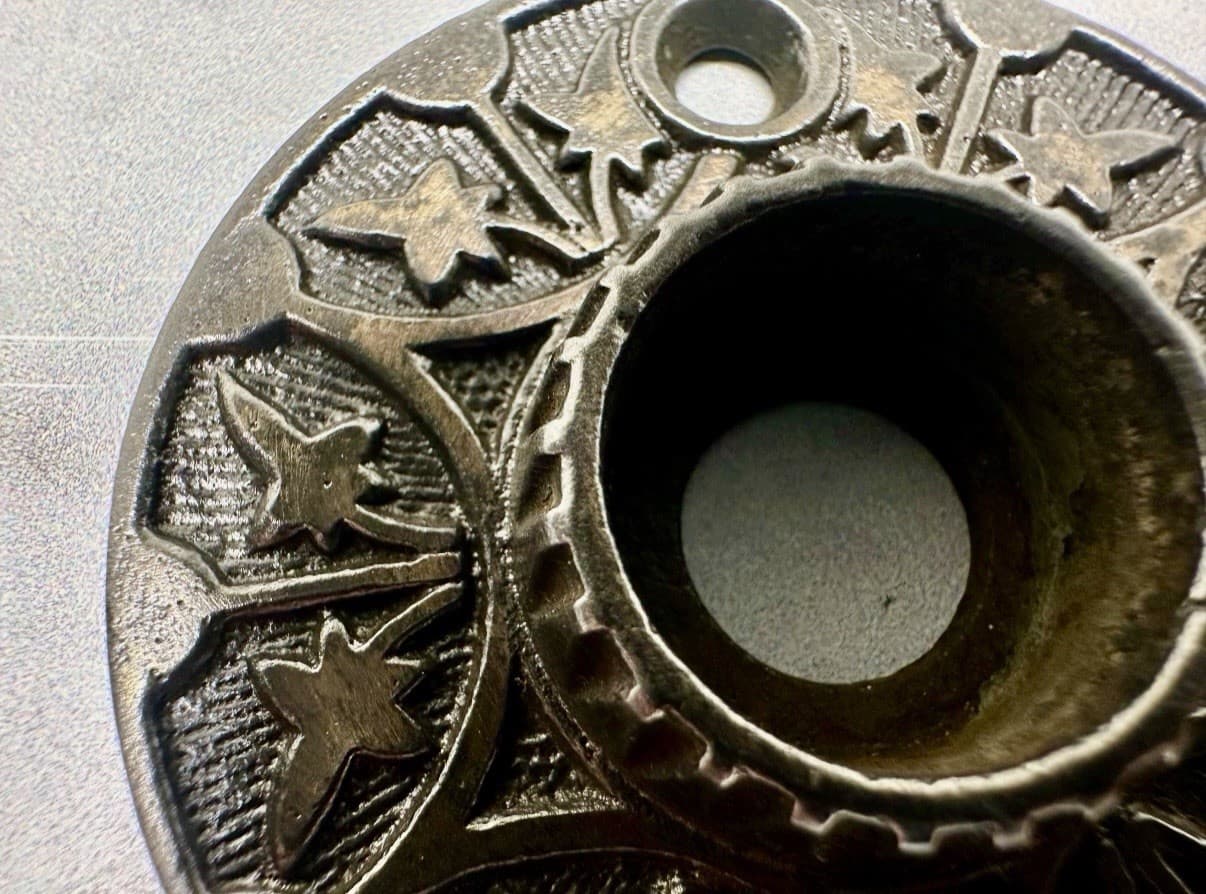 Antique Cast Iron Eastlake Door Knob Rosettes Pair 2” - Thumbnail 3