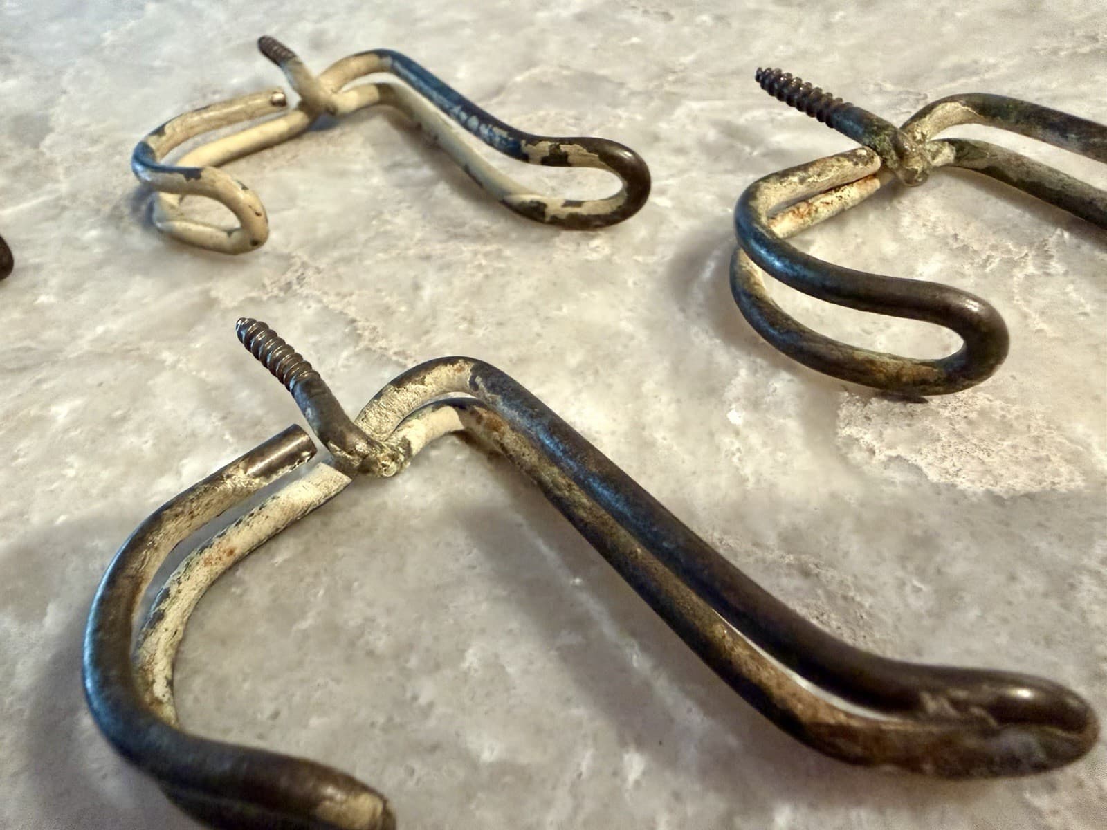 Vintage Wire Coat Hooks Set of 9 Steel Screw-In Farmhouse Rustic - Thumbnail 9