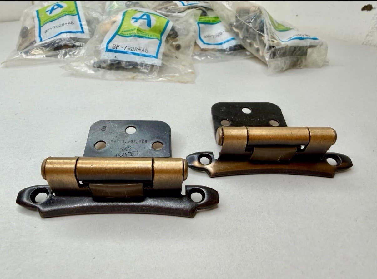 Vintage NOS Amerock BP-7928-AB Self-Closing Cabinet Hinges Set of 12 - Thumbnail 4