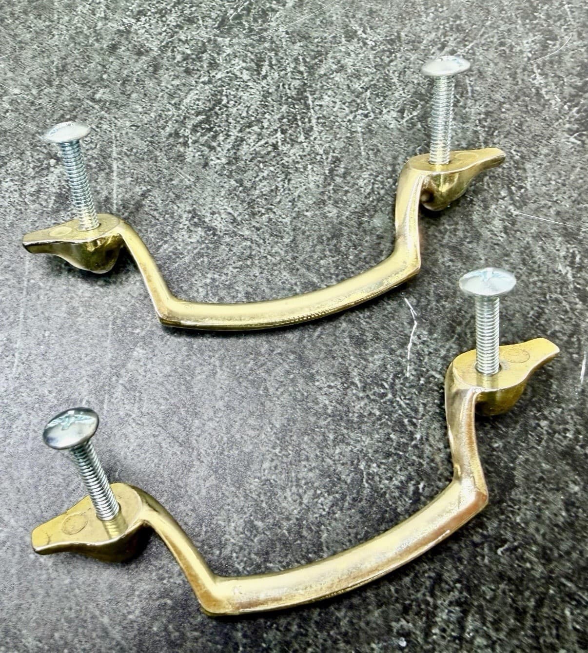 Vintage Polished Brass Cabinet Drawer Pull Handles Set of 2 – 3” Centers - Thumbnail 6