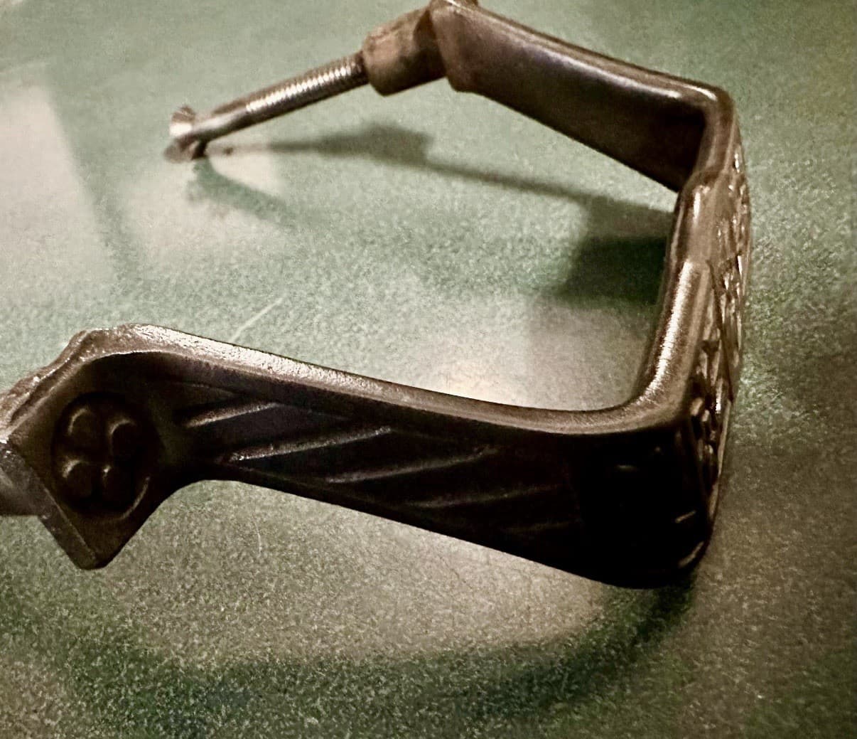 Vintage Cast Iron Mission Arts & Crafts Drawer Pull Handle 5” CTC Floral - Thumbnail 4