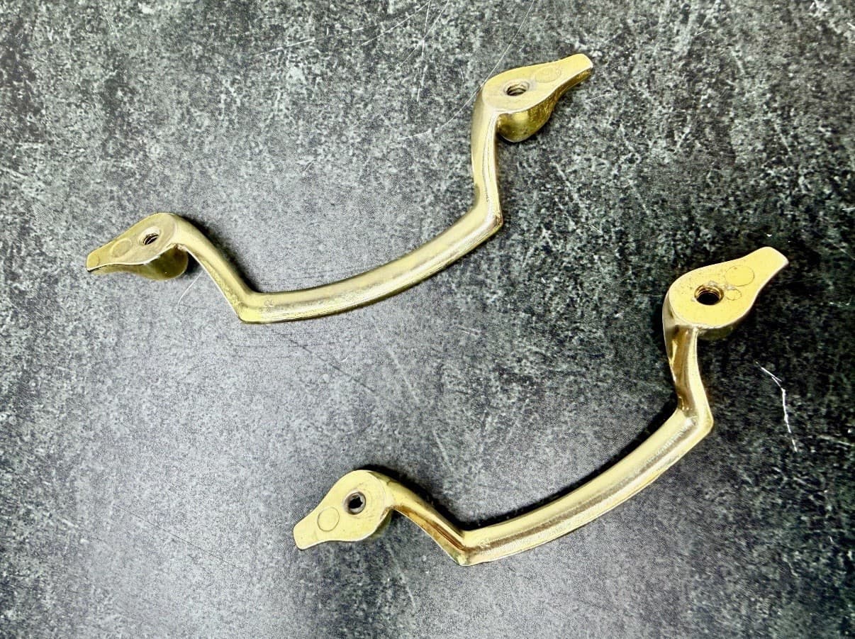 Vintage Polished Brass Cabinet Drawer Pull Handles Set of 2 – 3” Centers - Thumbnail 5