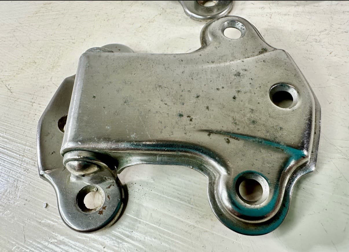 Vintage 3/4” Offset Cabinet Hinges Pair Nickel Plated Steel - Thumbnail 2