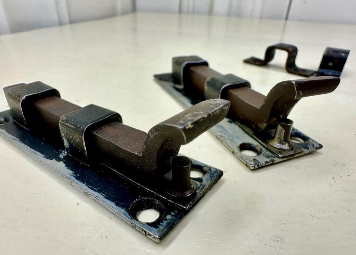 Vintage Steel Slide Bolt Latch Set of 2 Surface Mount Barrel Bolts - Thumbnail 6