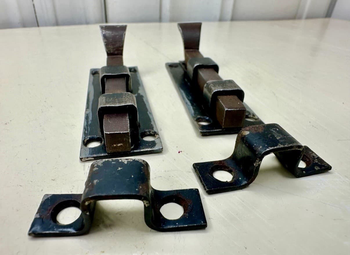 Vintage Steel Slide Bolt Latch Set of 2 Surface Mount Barrel Bolts - Thumbnail 8